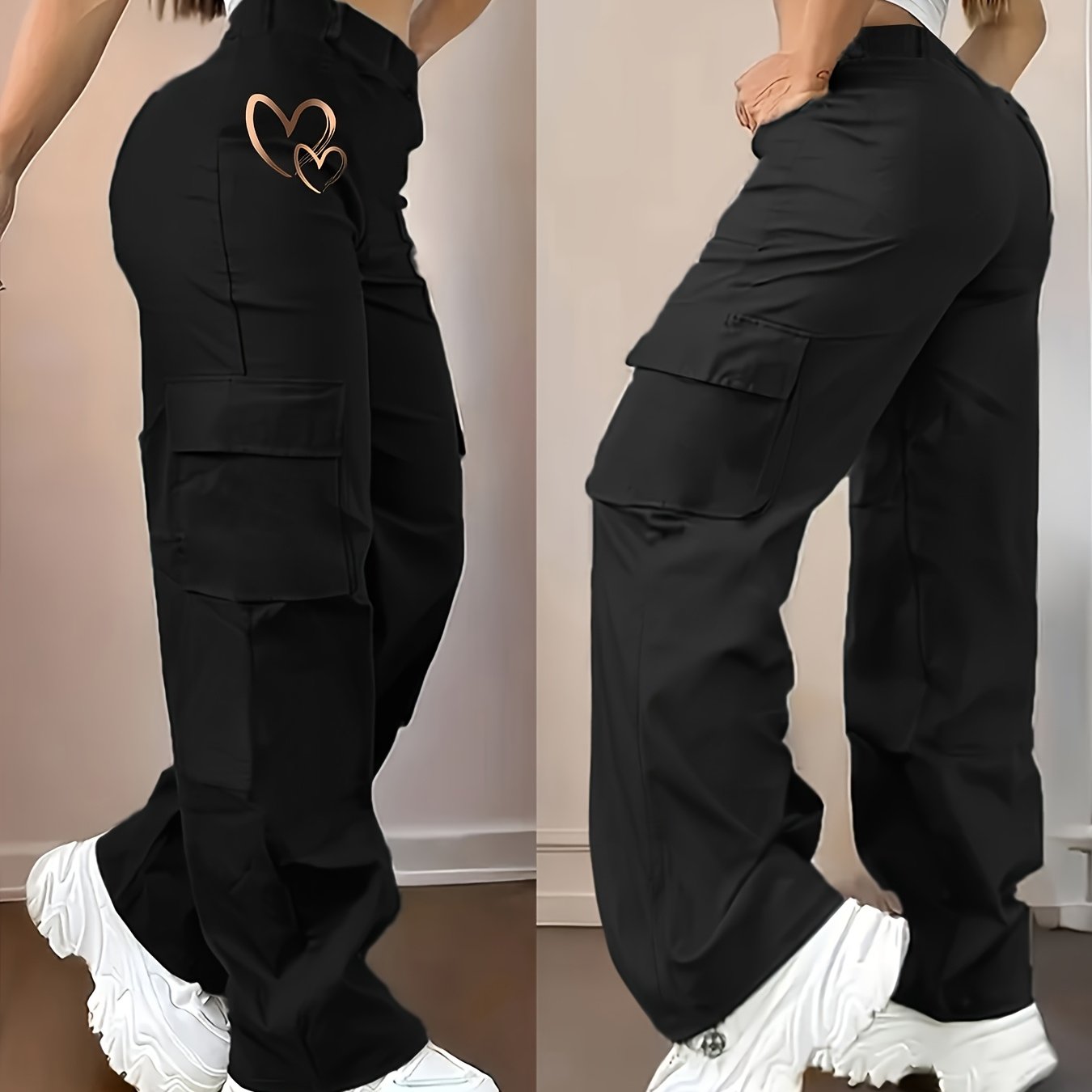 TEMU Women's Black Casual Pants