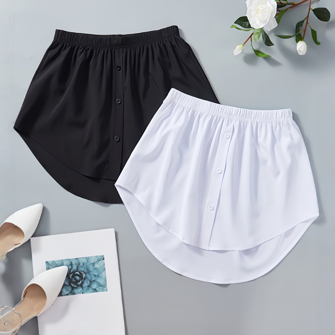 Image of Set Of 2 Spring/summer Casual Base Skirt Hem Short Skirt Fake Skirt Inner Wear Half Skirt Versatile Fake Hem Women's