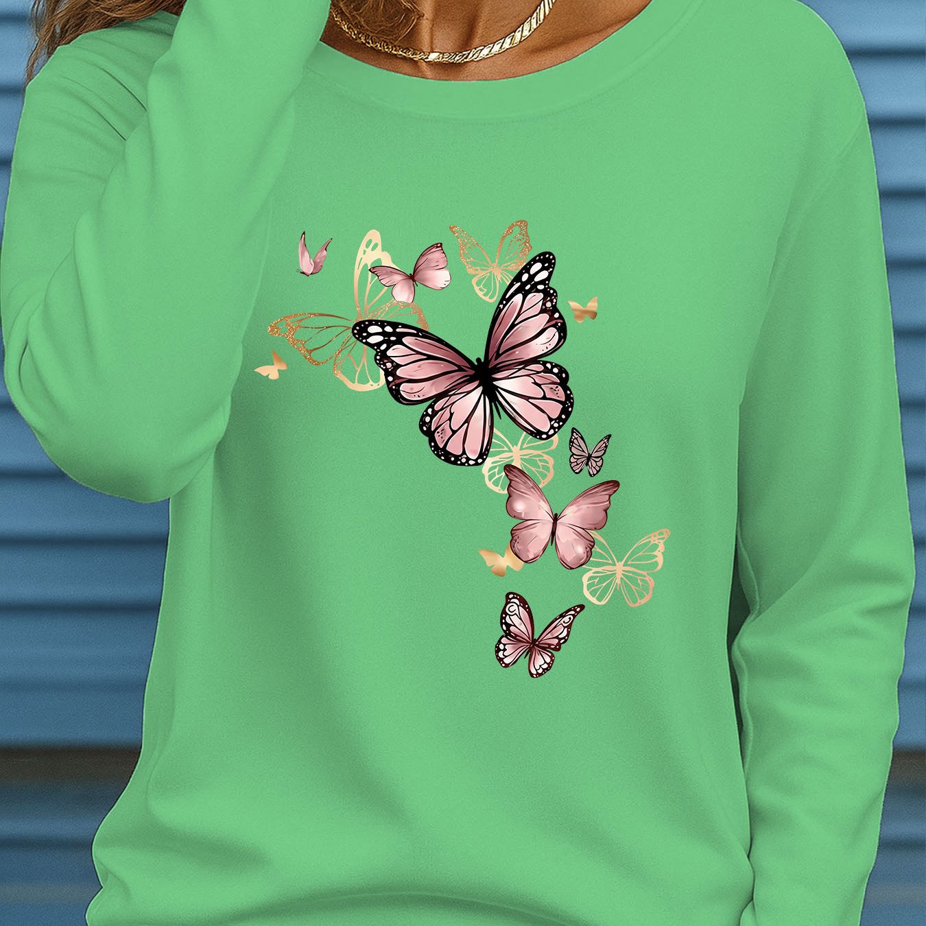 TEMU Women's Plus Size Sporty Casual Long Sleeve Crew Neck T-shirt, Swarm Print T-shirt, Long Sleeve Top With Colorful Swarm Pattern Ii 1329