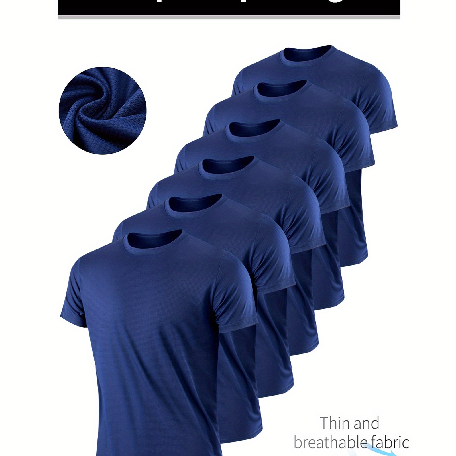 TEMU 6pcs Men's Lightweight Breathable Quick-dry Fashion Casual Gym Running T-shirt Set