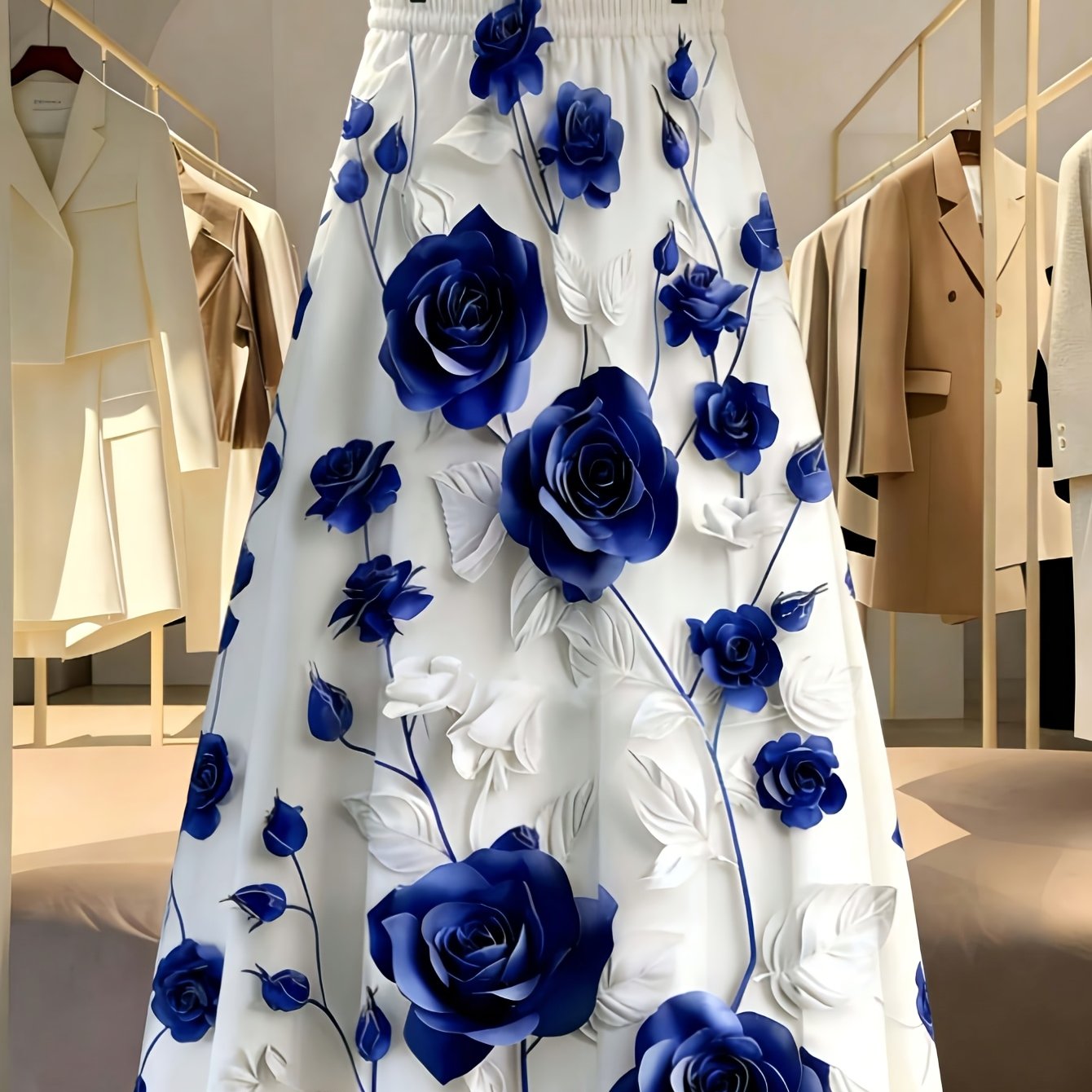 TEMU Plus Size, Plus Size Women's Floral Print Maxi Skirt, Elegant Ladies' Plus Size Summer Outerwear