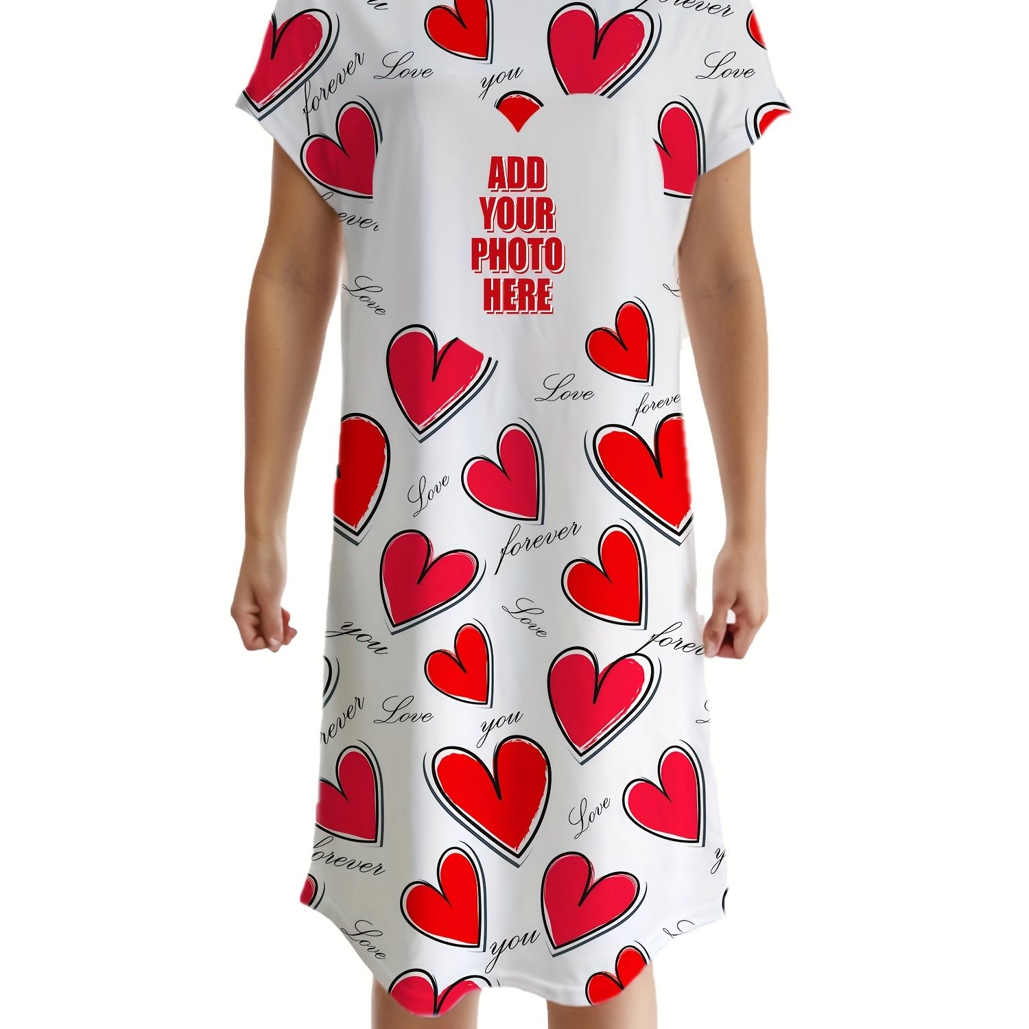 TEMU Personalized Womens Nightgown Custom Lover Pajamas Customized Photo House Dress Sleepshirt Nightdress