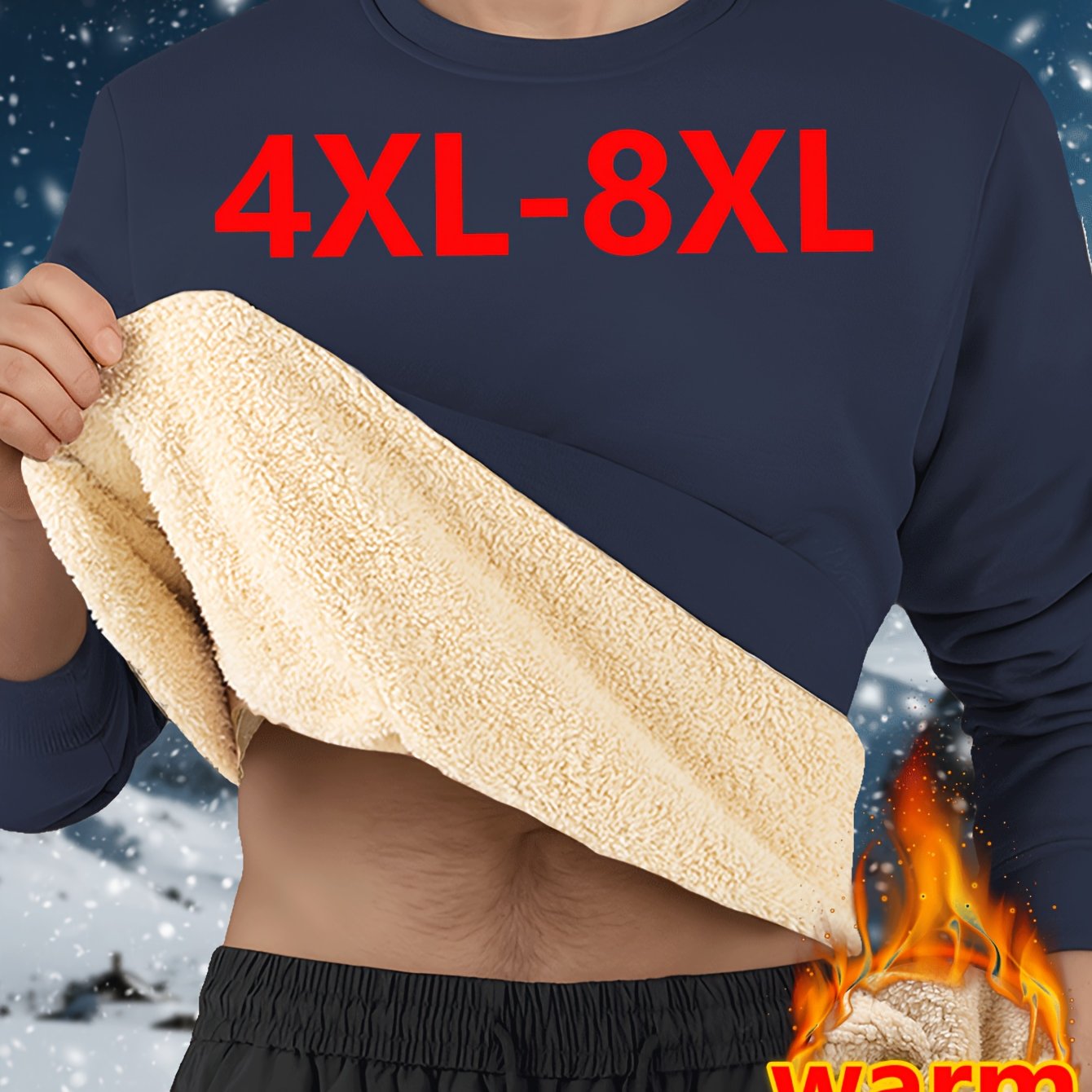 TEMU Sweat-shirt Homme Grande Taille et Épaissi à Col Rond - Couche de Base Unie Polyvalente Améliorée Automne Hiver - Chaud et Confortable - Couche