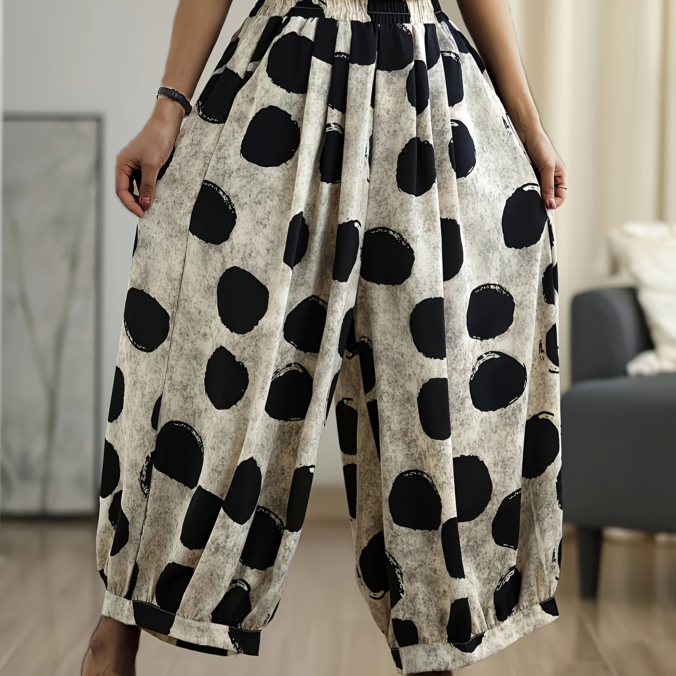 TEMU Elegant Women's Clothing, Casual Vintage Flared Lantern Pants.