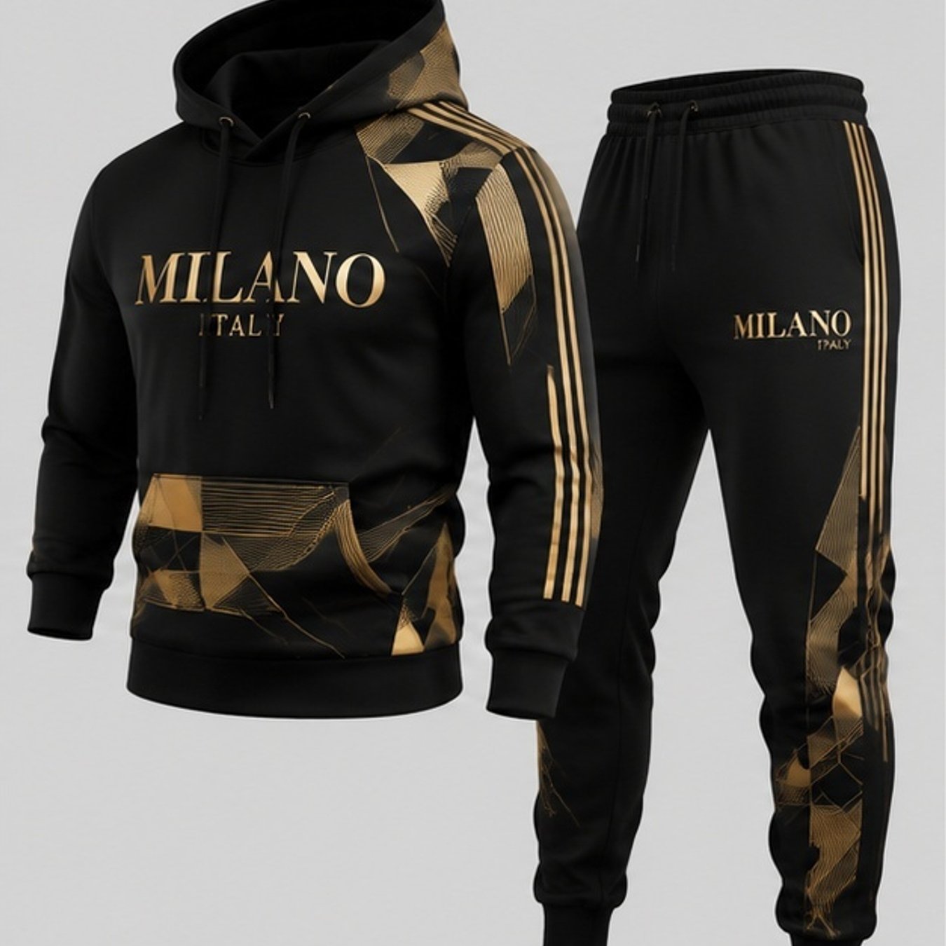 Image of Men' Style Trendy Casual Outfit Geometric Italy Tracksuit Set Breathable Lightweight Washable Daily Wear Vacation Wear Holiday Gift Summer Fashion Men's Clothing