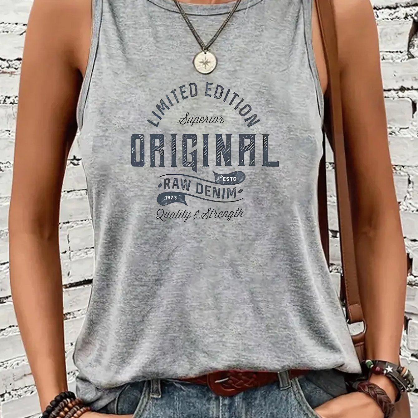 TEMU Y2k Fashion Style Vintage Text Print Women's Sleeveless Tank Top, Soft And Comfortable, Niche Design Casual Sport Sleeveless Vest For Women,
