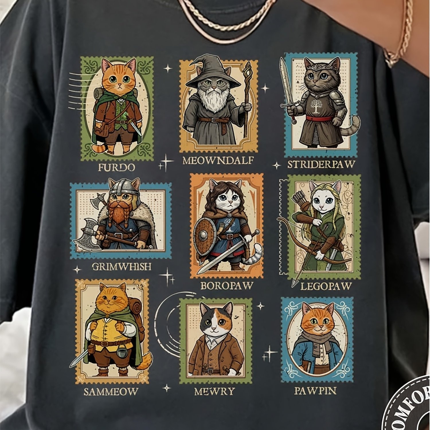 Plus Size Cats Stamps Colors Shirt Magician Graphic T Shirt Lovers, Plus Size