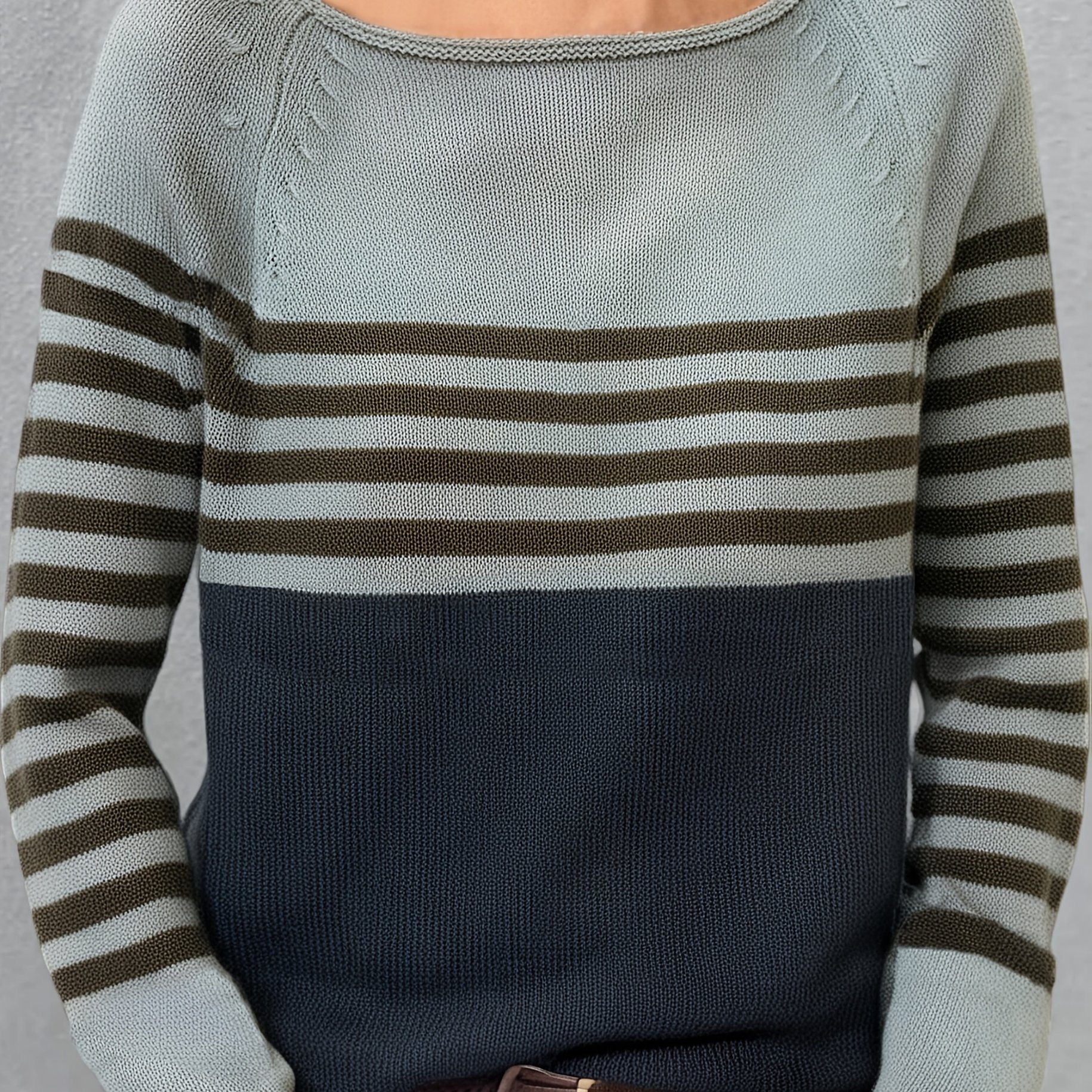 TEMU Pullover décontracté à rayures et patchwork raglan pour femme