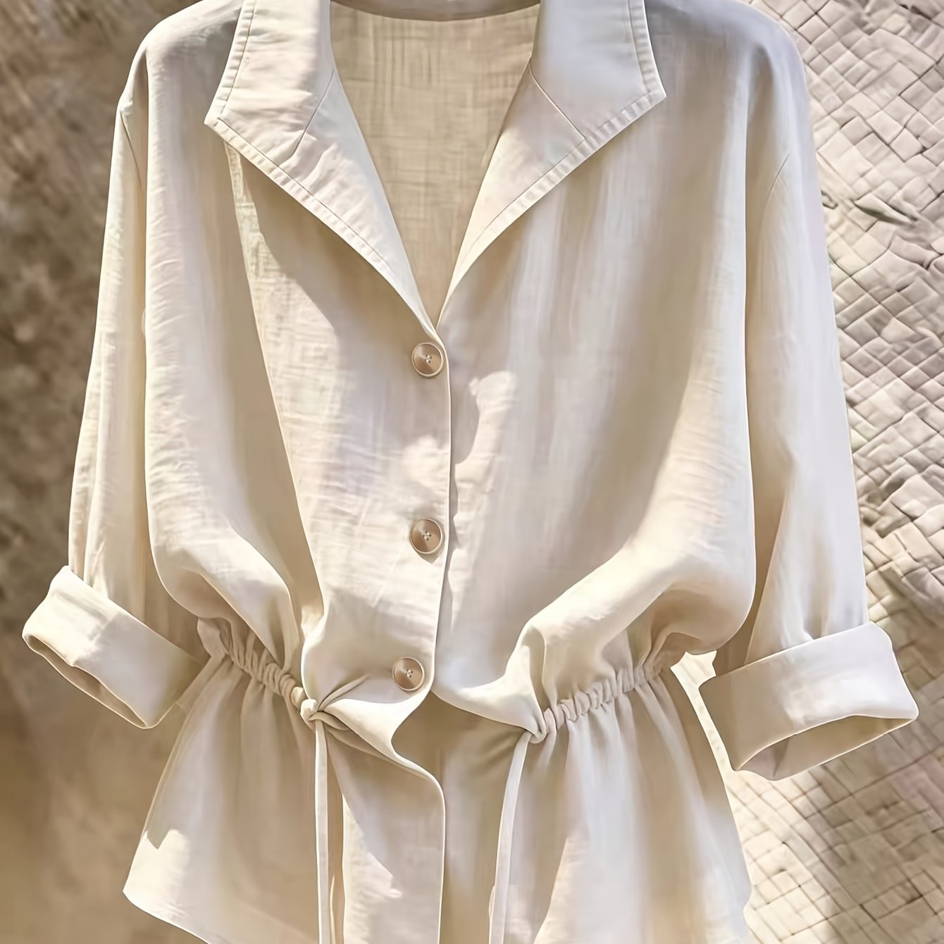 TEMU Nouvelle chemise décontractée ample à manches longues et ceinture nouée pour femme