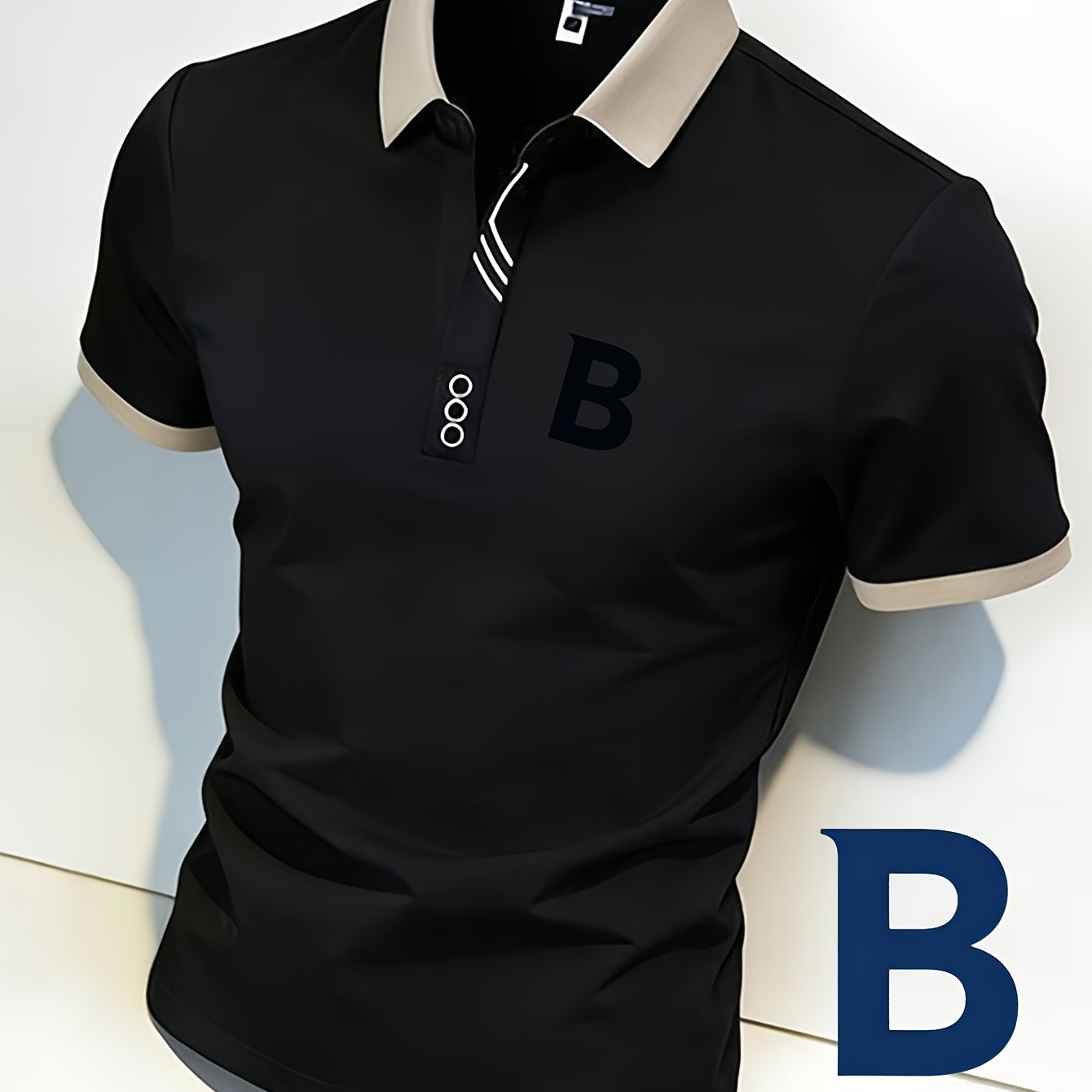 Men's Stylish Graphic T-shirt: Featuring A "b" Design. Soft And Comfortable Fabric, This Menswear Top Is Ideal For Casual Wear, Combining Fashion And Function For A And Feel