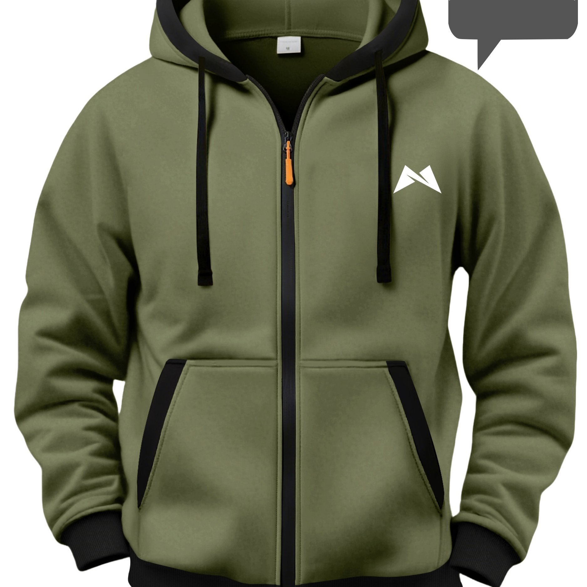 TEMU Men's Color-block Hooded Cardigan Sweatshirt With Geometric "m" Letter Print, Casual -lined Warm Long-sleeve Sport Jacket Top