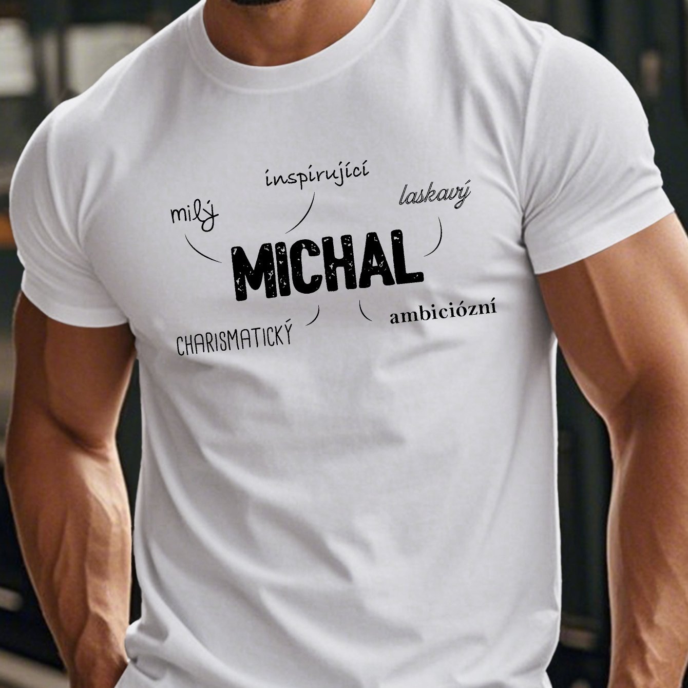 TEMU Men's Czech Name Michal Graphic T-shirt - Czech Design (e.g., Charismatic, ), Lightweight Summer Royal Blue, Machine Washable Casual Everyday