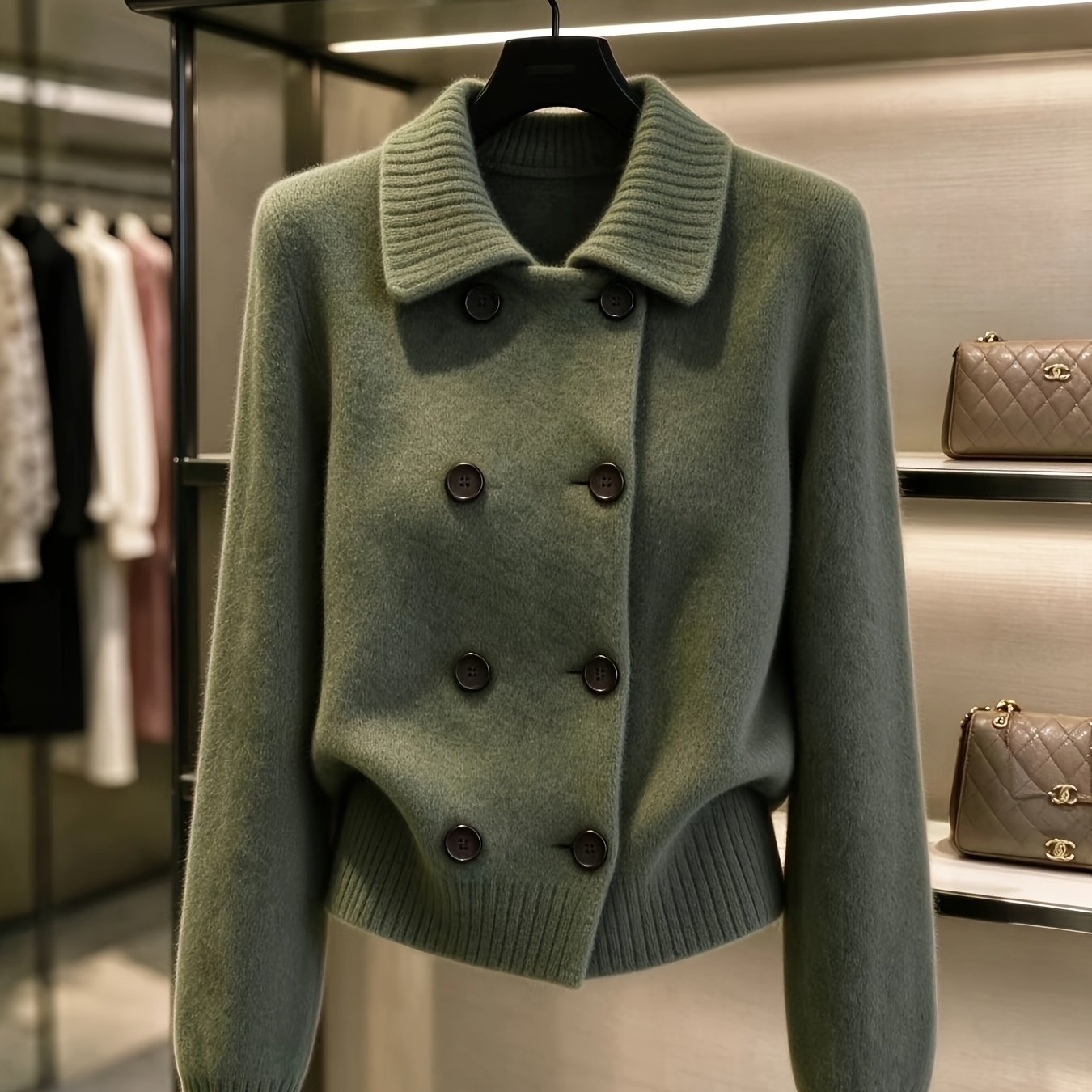 TEMU Cardigan élégant à manches courtes et , idéal pour les banquets, et les déplacements. Coupe slim, manches longues, vêtement d'extérieur à double