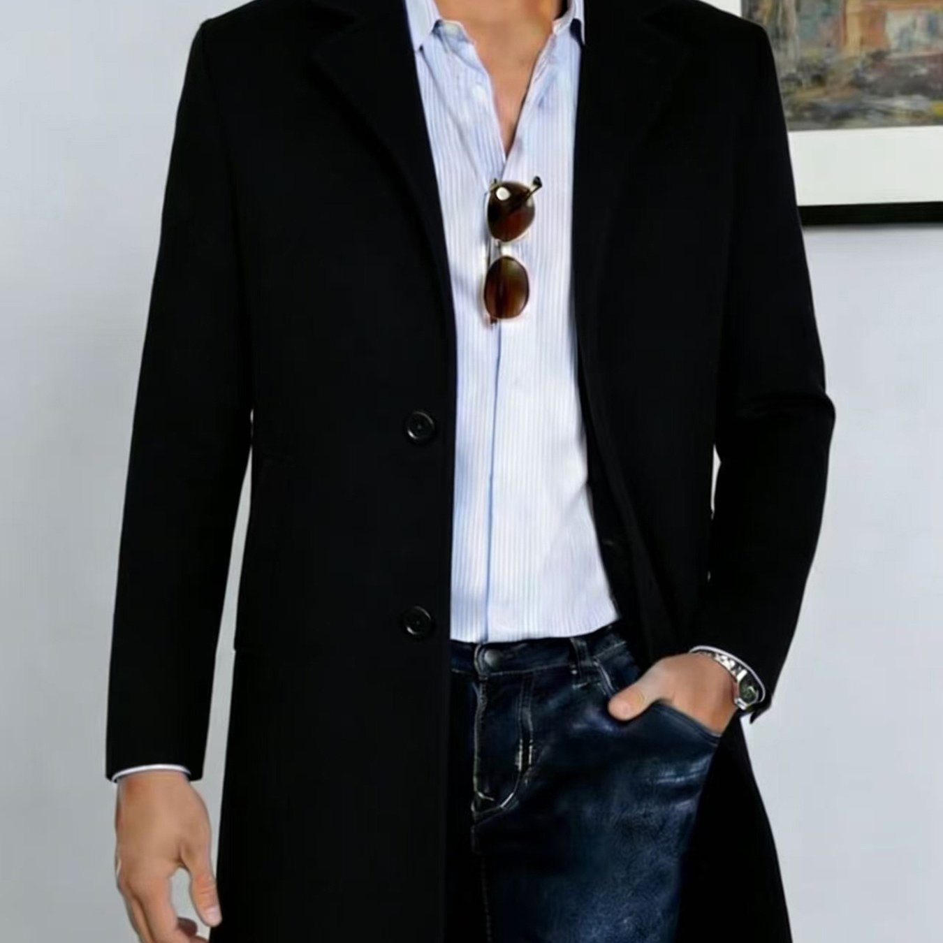 TEMU Men's Stylish Coat For Home And And Autumn 2026, Featuring A Easy And Elegant Design
