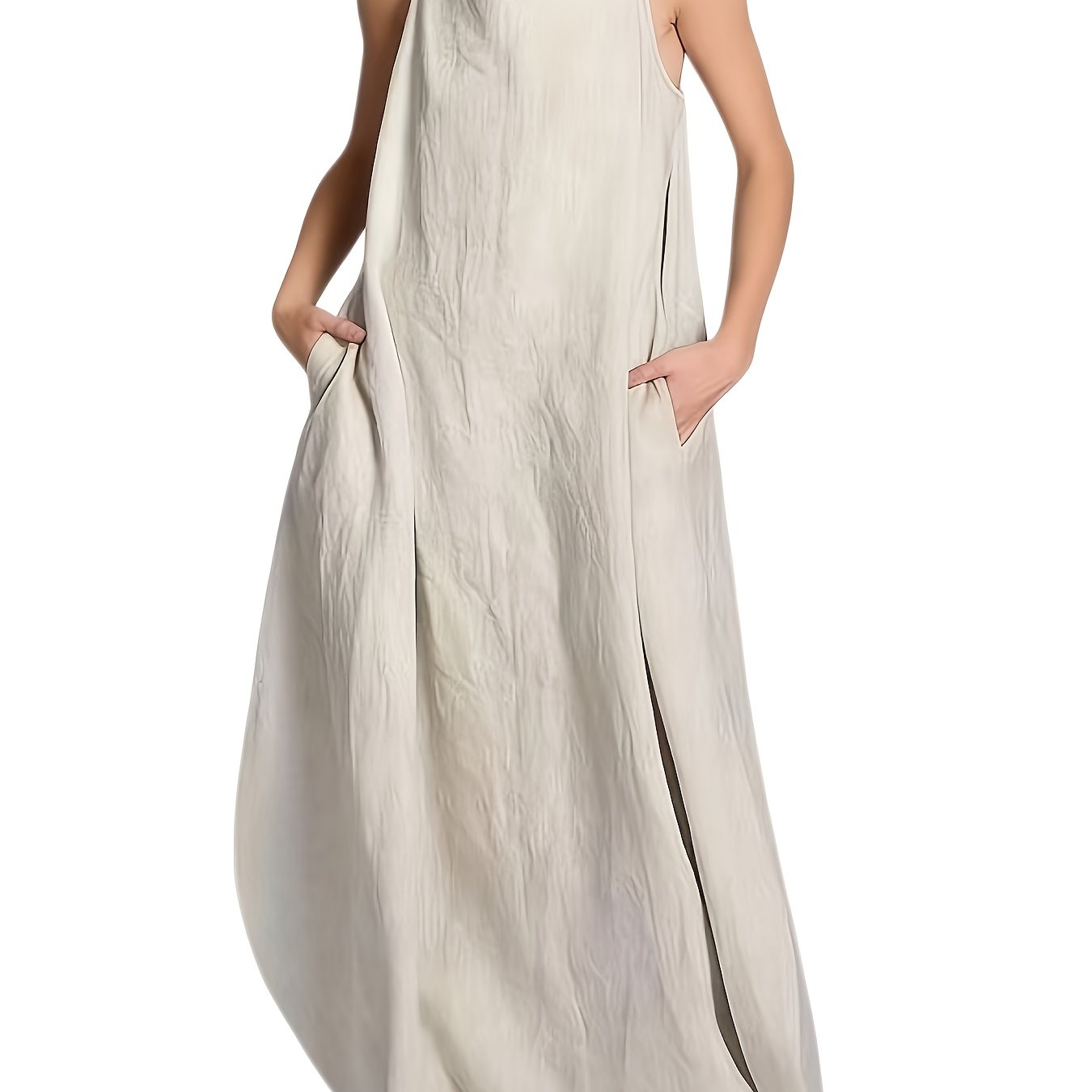 E-shop Neu eingetroffen, elegantes, einfarbiges Kleid mit hohem Kragen, mit , lockere Passform, weicher und bequemer Stoff, pflegeleicht und leicht zu