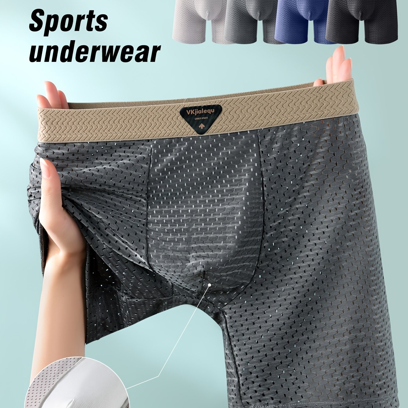 TEMU Lot de 5 culottes longues pour homme, en fibre à séchage rapide, respirante semi-transparente, rafraîchissantes, confortables, respectueuses de