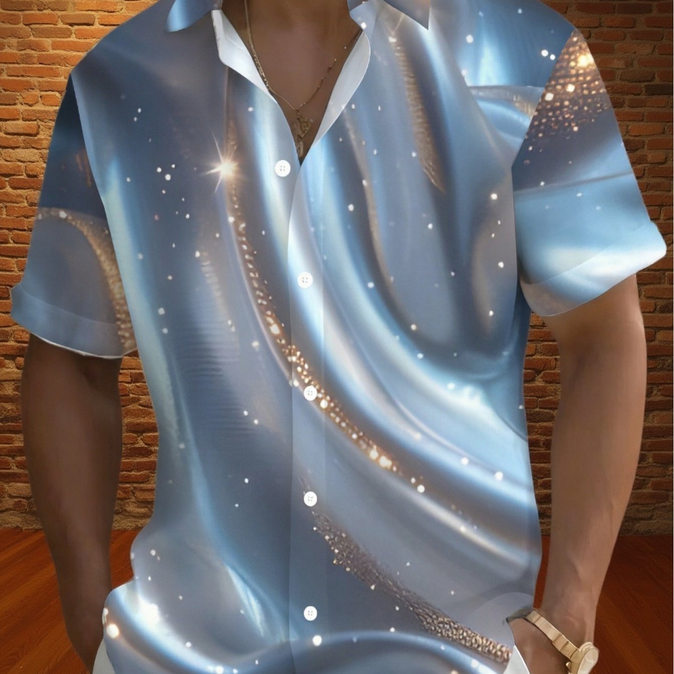TEMU Hawaiian Men's Vintage Gradient Art Geometric Pattern Short Sleeve Men's Shirt, Suitable For Outdoor Activities, Plus Size