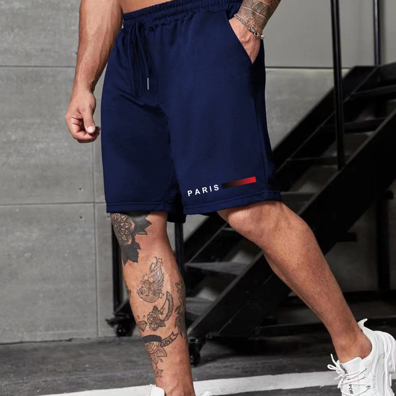 TEMU Men's Plus Size Print Drawstring Spring Summer Athletic Shorts