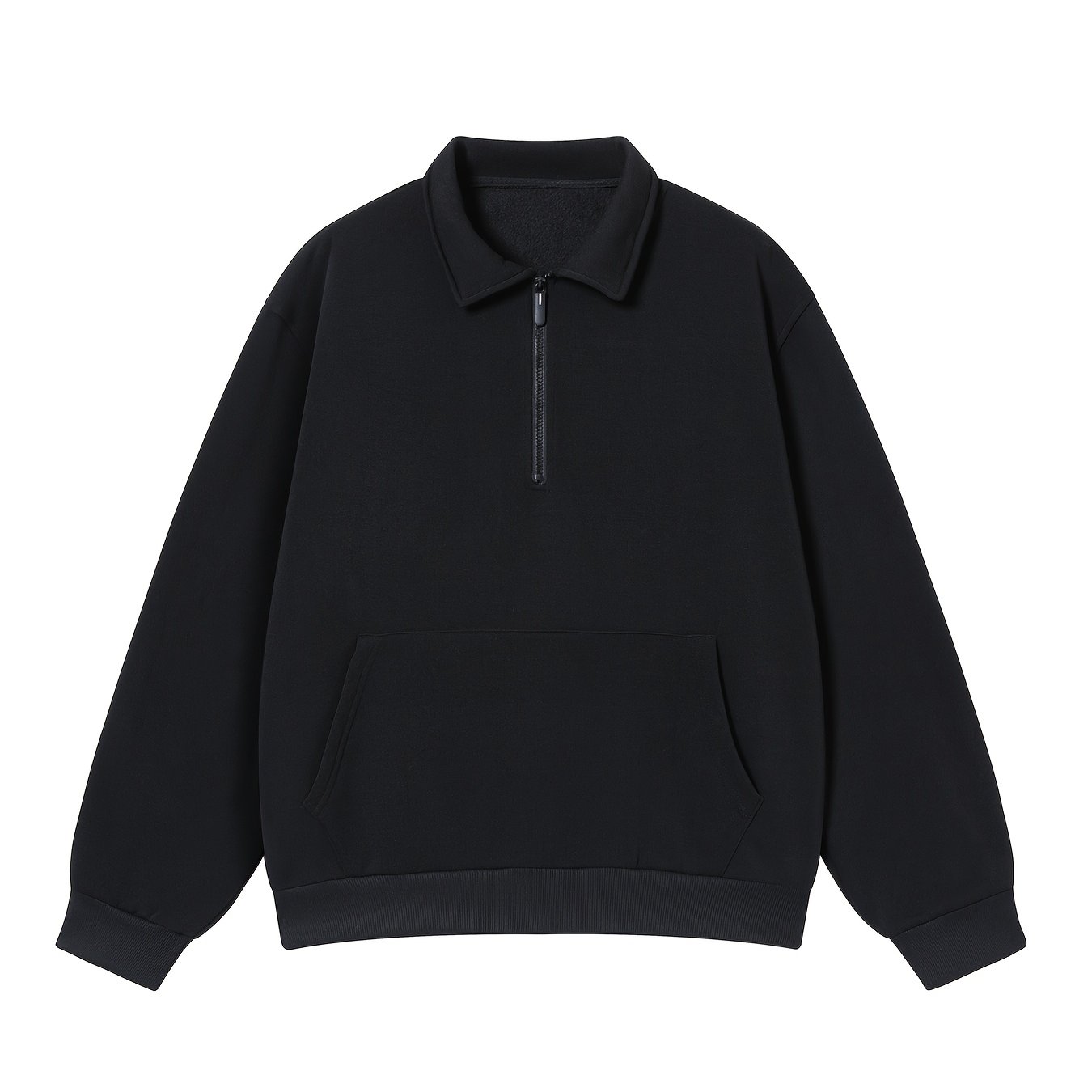 TEMU 1xl-5xl Plus Size Men's Spring Autumn Solid Color Easy Lapel Sweatshirt, Casual Fashion Outdoor Athletic Top, Breathable And Comfortable Fabric