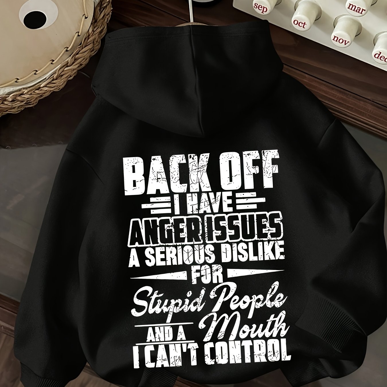 TEMU Ladies' European And Solid Color Hoodie - Back Pullover, Medium Stretch Fabric Suitable For Daily Casual And Styling - Humorous Satirical Quote