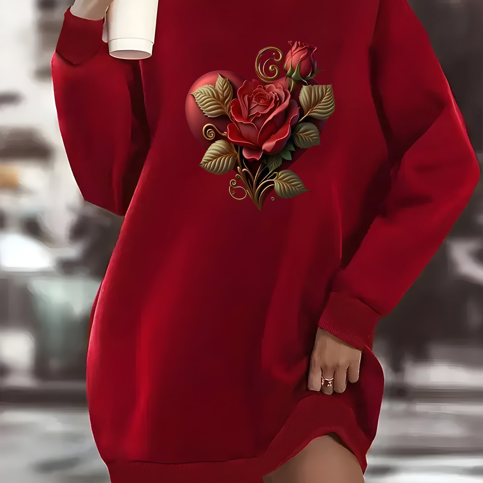 TEMU New Women's Plus-size Casual Stylish Printed Sports Dress