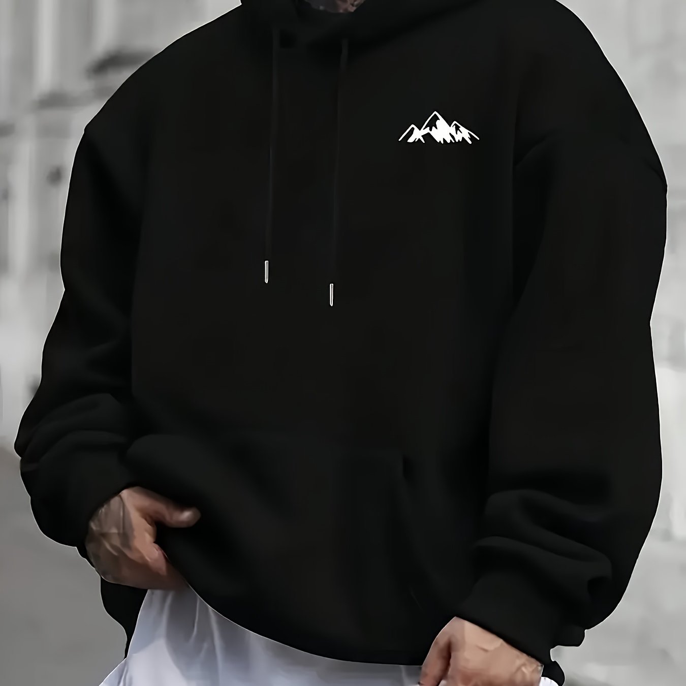 TEMU Men's Soft Pink Hoodie - Long Sleeve Pullover Sweater With Drawstring Hood, Relaxed Fit For Casual Streetwear, Daily And Formal Wear
