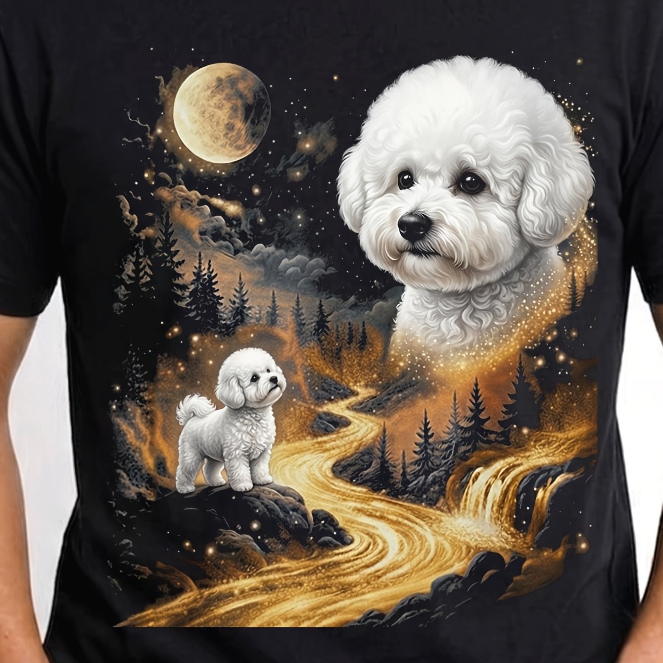 Image of Bichon Frise Retro Vintage 90s Minimalist Style Clothing Top Gym Wear Gift For Dog Lovers Men Mens Tshirt 180g Cotton Round Neck