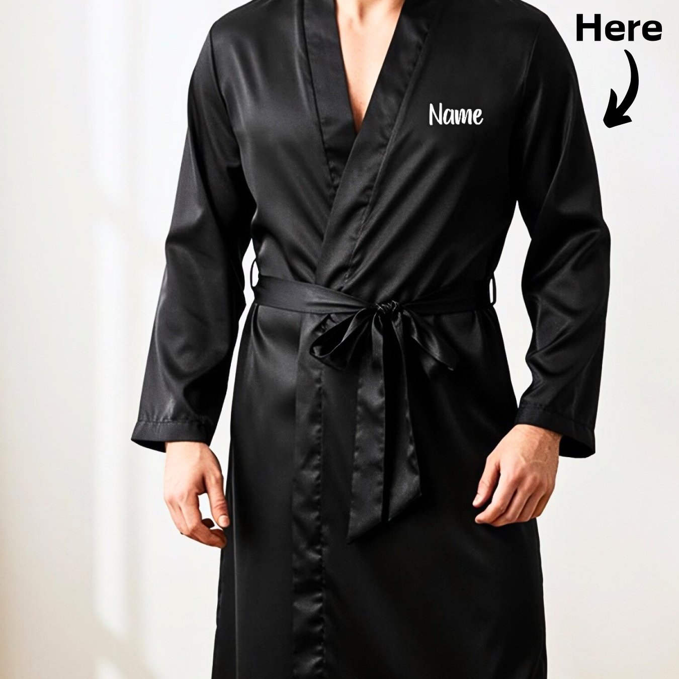 TEMU Bata de Hombre Nueva, , Cómoda y de Color Sólido con Personalizado DIY, Cuello en V, Largas y Cinturón. Estilo Elegante, Casual, Ideal para y