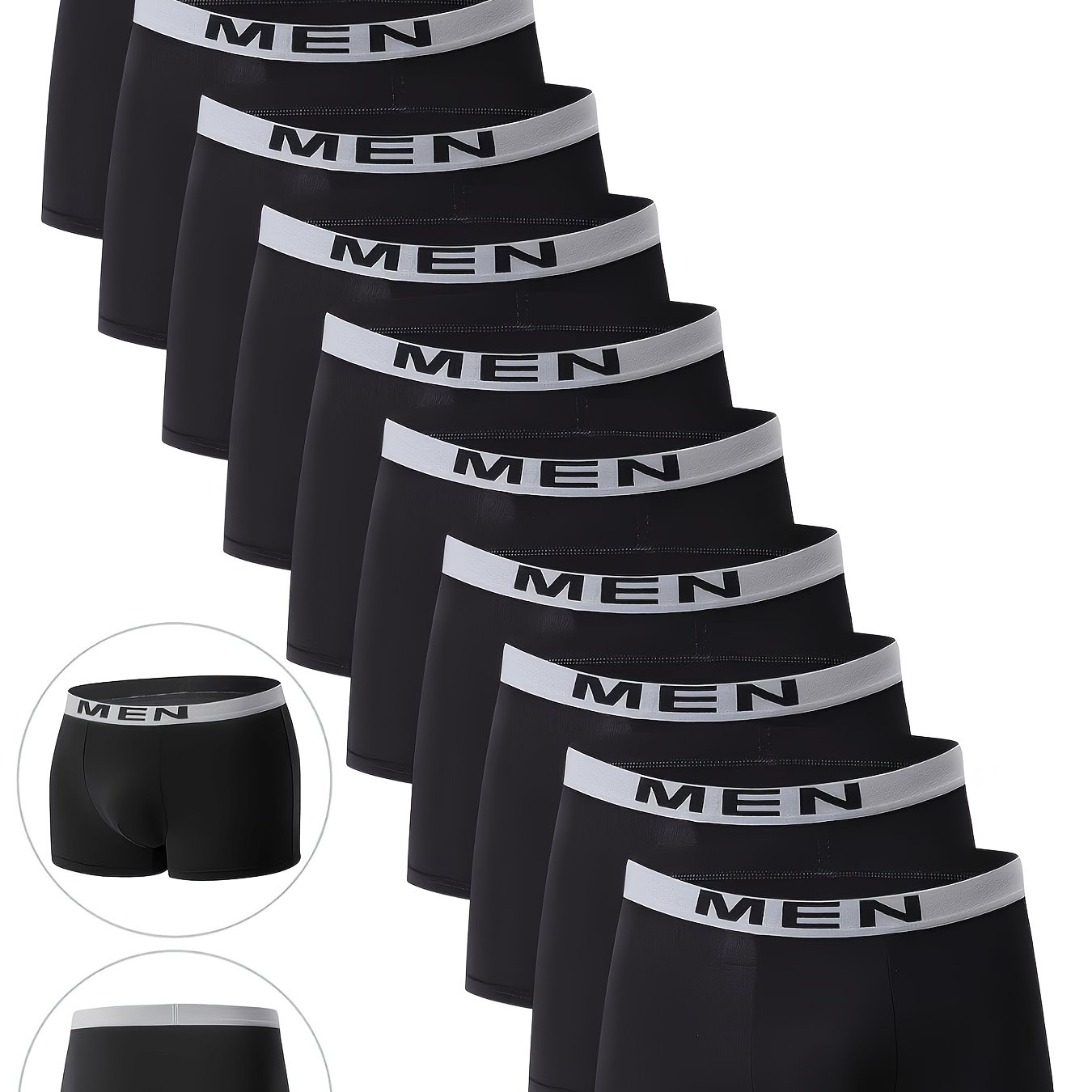 TEMU 10pcs Men&;s Underwear, Casual Boxer Brief Shorts, Breathable Comfortable Stretch Boxer Trunks, Athletic Shorts, Breathable Comfortable Stretchy