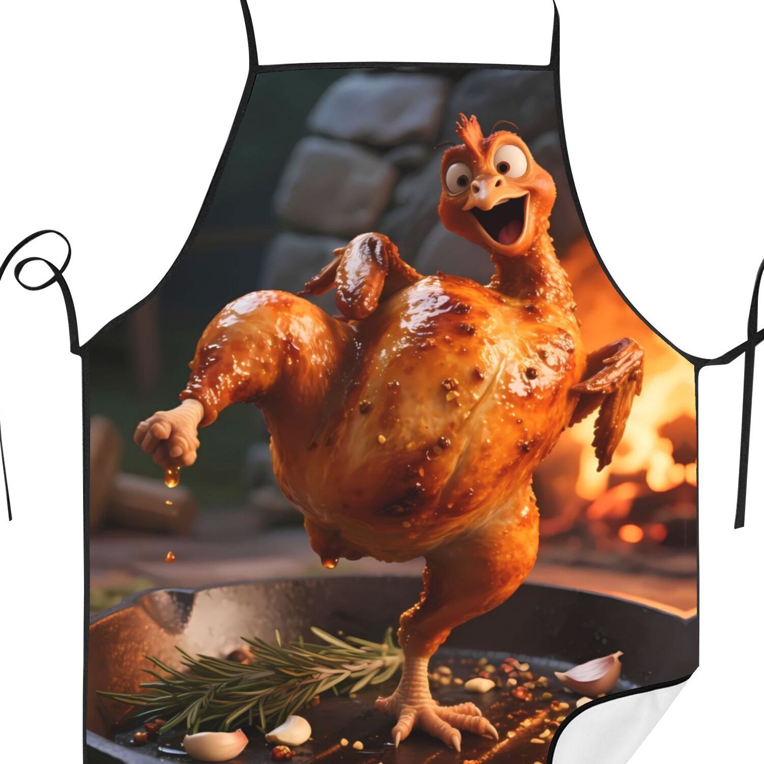 TEMU 2d Print Design Roast Chicken Unisex Apron Kitchen Cooking Hairdresser Apron