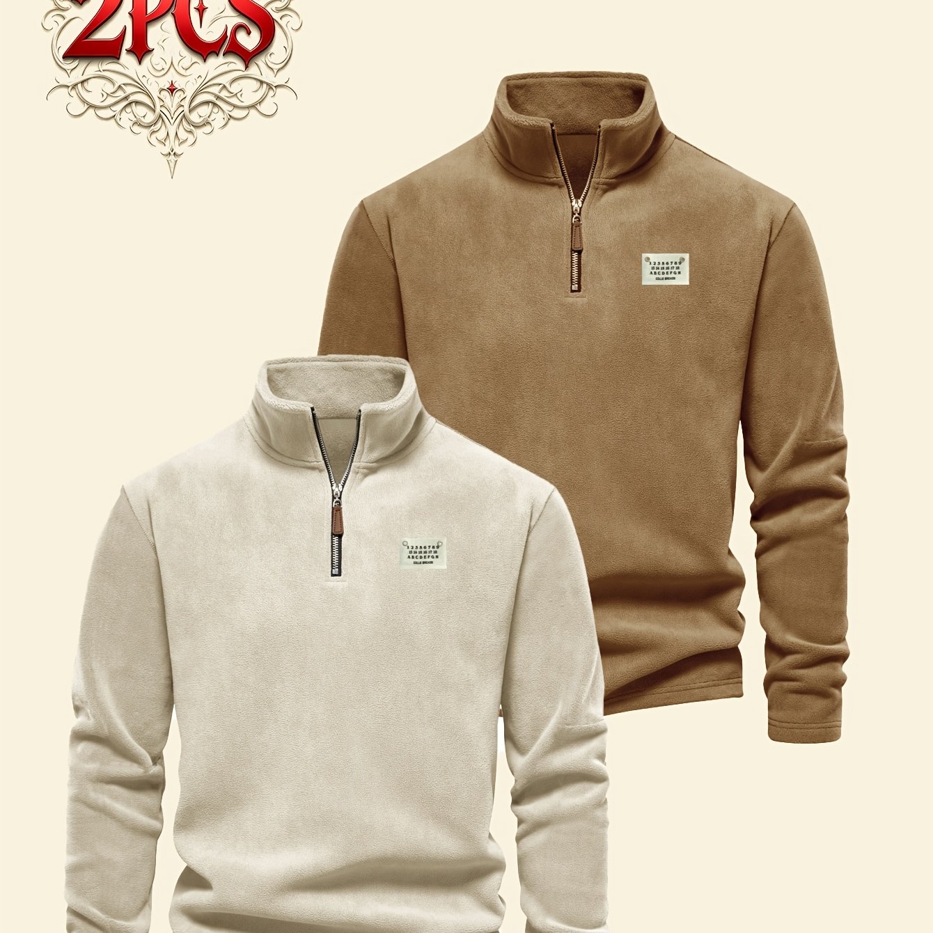 TEMU Thermoregulating Fleece Half-zip Stand Collar Sweatshirt 2pcs Set, Soft Warm Sweatshirt