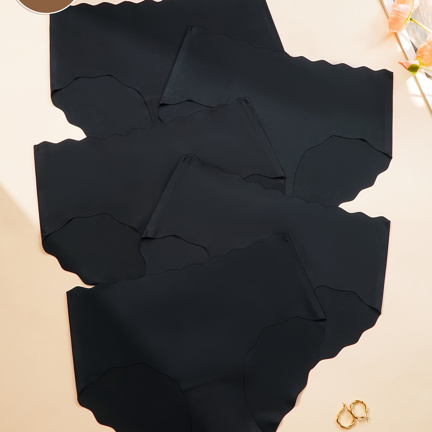 E-shop 5er-Pack Nahtlose Schlupfslipper mit Muschelkante, Bequeme, einfarbige, dehnbare Unterwäsche, Damen-Dessous und Unterwäsche