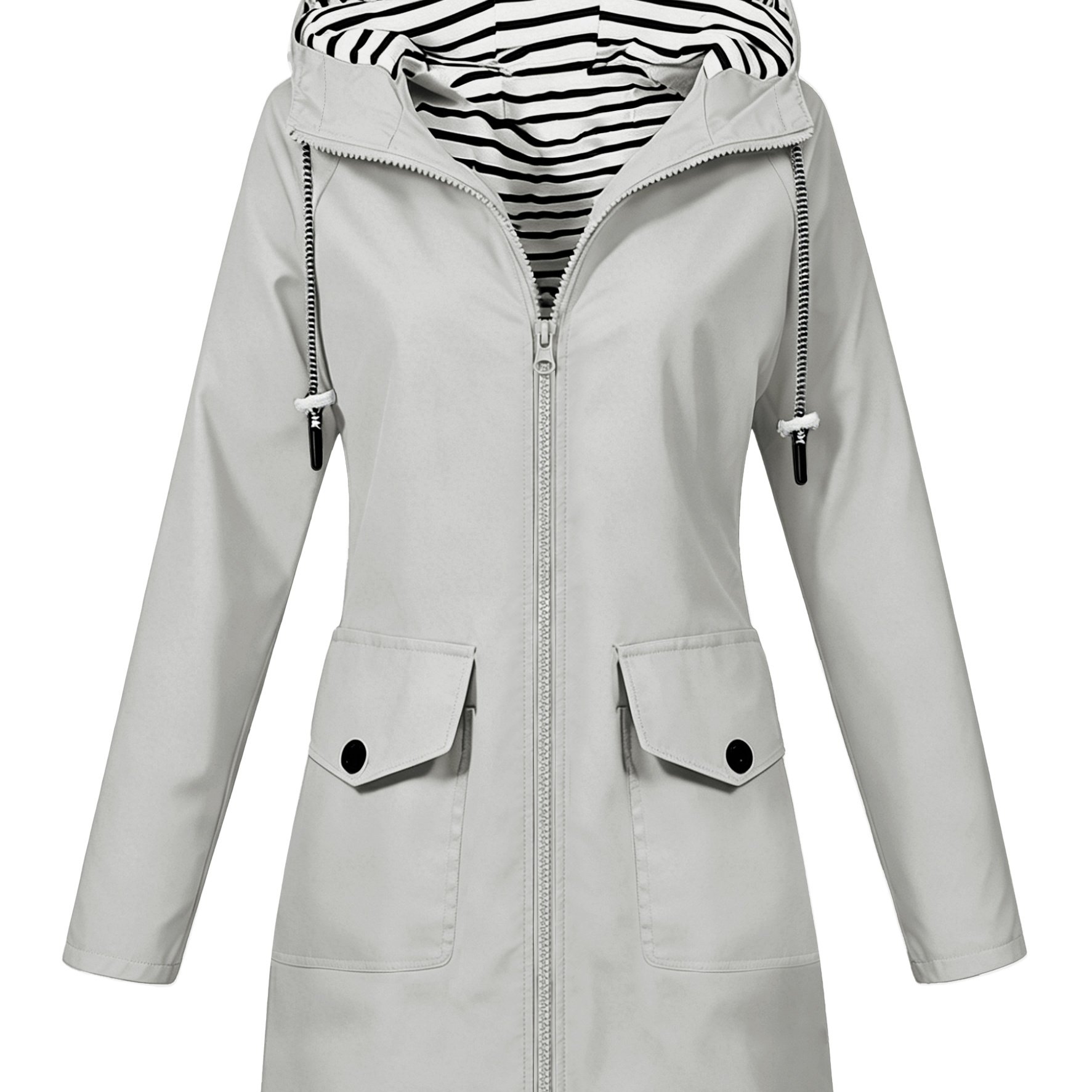 TEMU Dames Hooded Outdoor Zak Rits Casual Halflange Trenchcoat
