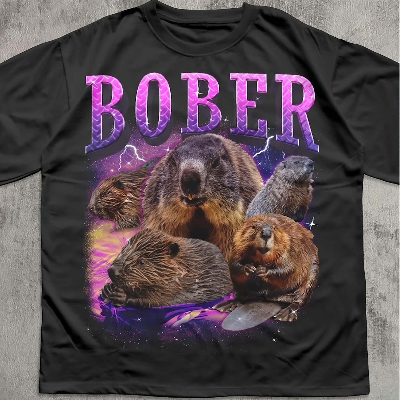 Image of Funny Beaver Meme Gift For Women And Men | Bootleg 90s Retro , Silly Joke, Thanks Memes, Casual Crew Neck T-shirt With Stretch Fabric