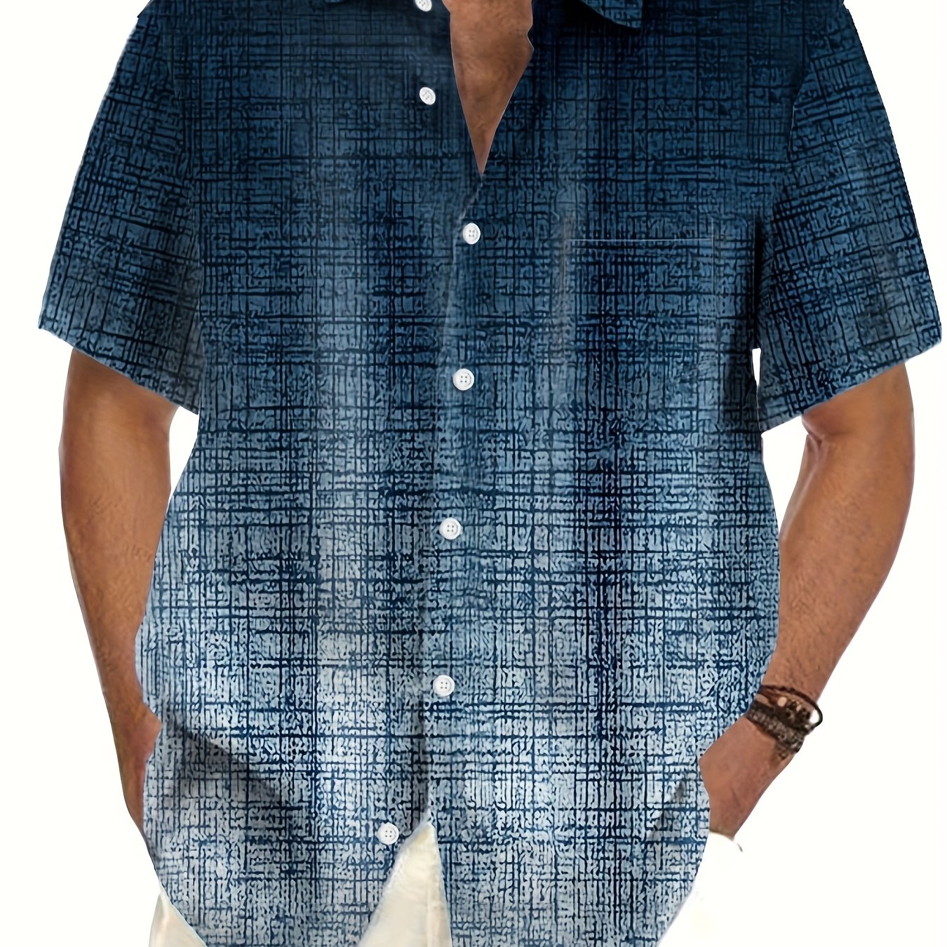 Image of Vintage Gradient Texture Men's Button- Pocket Shirt 0200, Plus Size