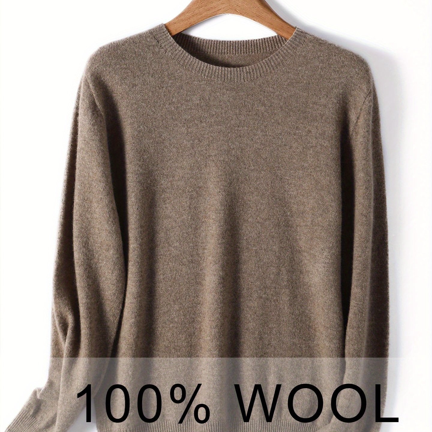 New 100% Wool Crewneck Sweater, Relaxed Fit Pullover, Warm Base Layer, Stylish Top