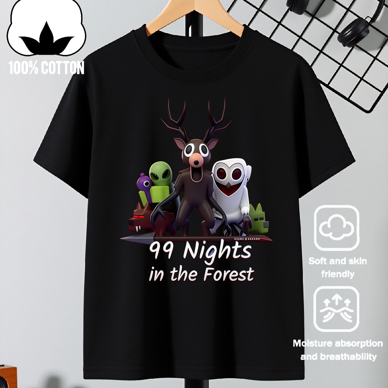 TEMU 99 The Forest_1 100% T-shirt Soft And Comfortable Everyday Top, Suitable For Home, Outdoor, And Sports Activities, Comfortable And Breathable,