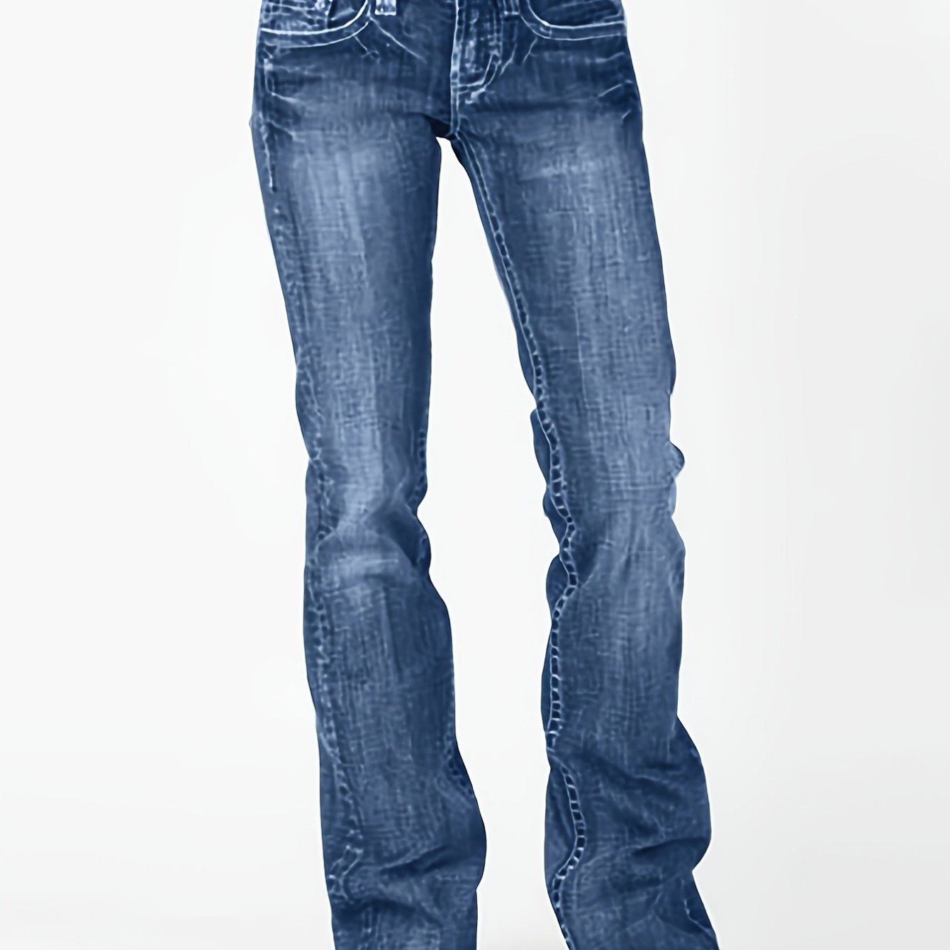 TEMU New Women's Vintage Jeans, Mid-waist Flared Pants, Stretchy, Slim-fit, Figure-flattering, High- Pants
