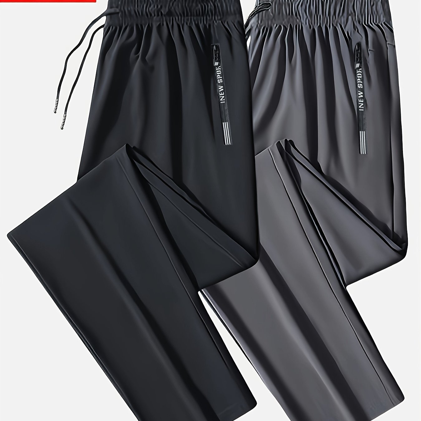 E-shop 2 Stück Herren Jogginghosen für Frühling/Sommer, Cool Bequem mit Reißverschlusstaschen, Moderne Gerade Beine Herren Sport Hosen, Ideal für