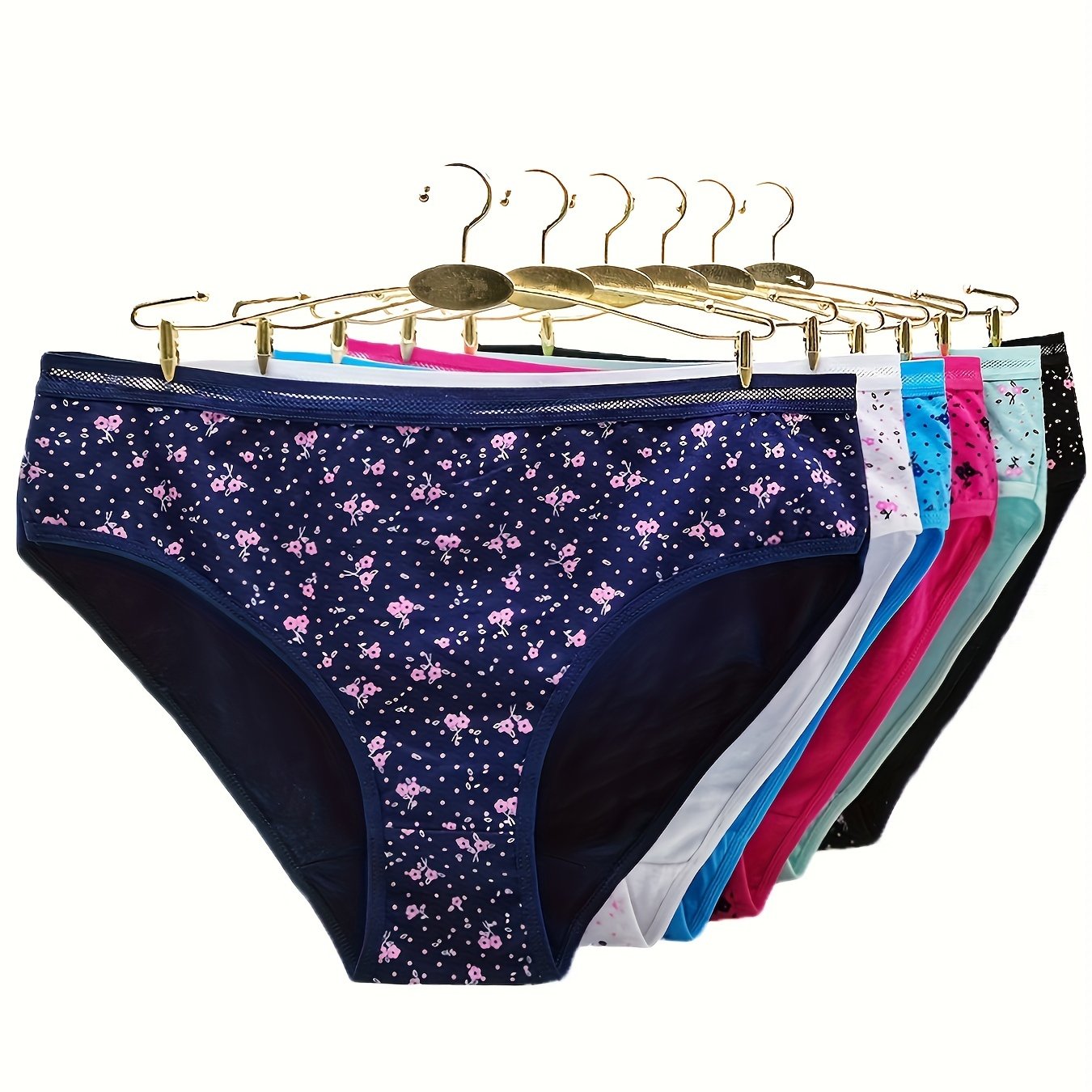 TEMU 6pcs/lot Hollowed Out Floral Prints Mommy Panties Plus Size Underwear Women Briefs Woman Knickers Lady Lingerie Intimate High Waist Large Size