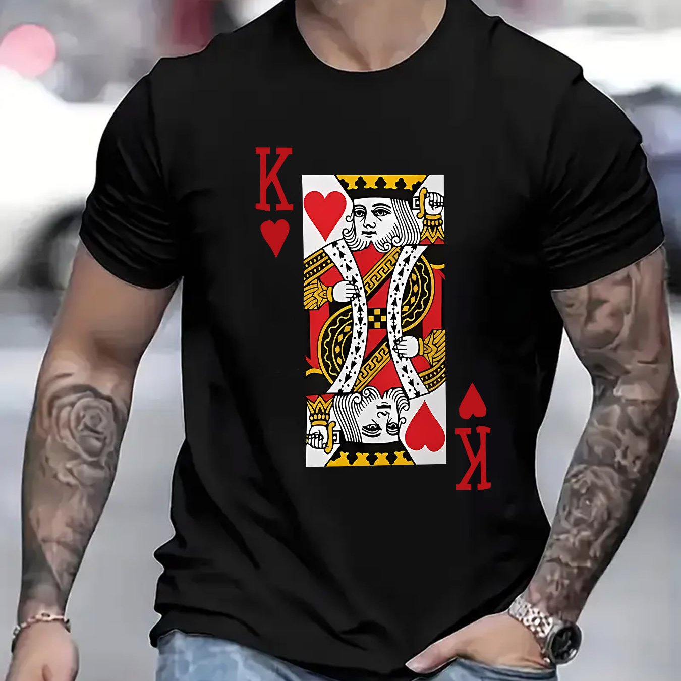 TEMU Printed , Casual Short-sleeve Crew Neck T-shirt, Suitable For Summer And Spring, Men's Summer Outdoor Apparel