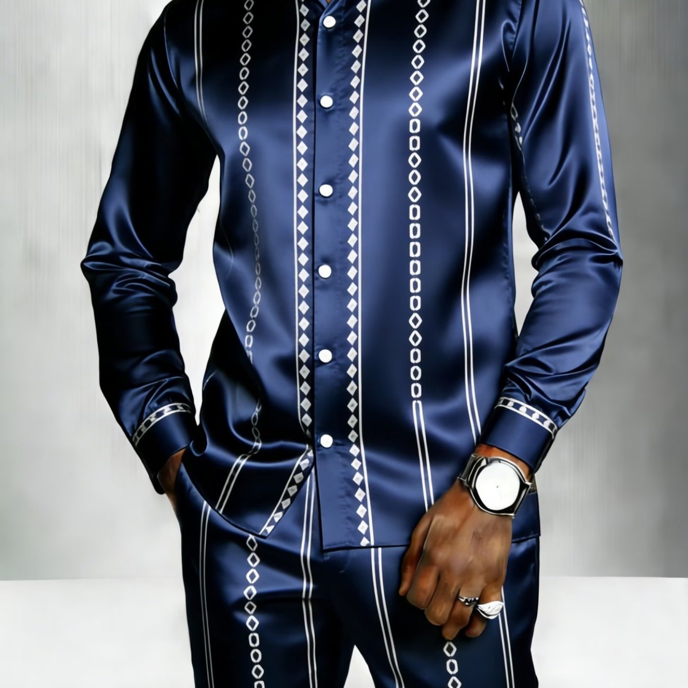 2pcs Set, Fashionable Men's Button- Shirt With Collar And Pants, Breathable And Comfortable, Suitable For Occasions. Ideal For Holiday Gifts/ A Must-have Men's Gift, Perfect For Family, , Brothers