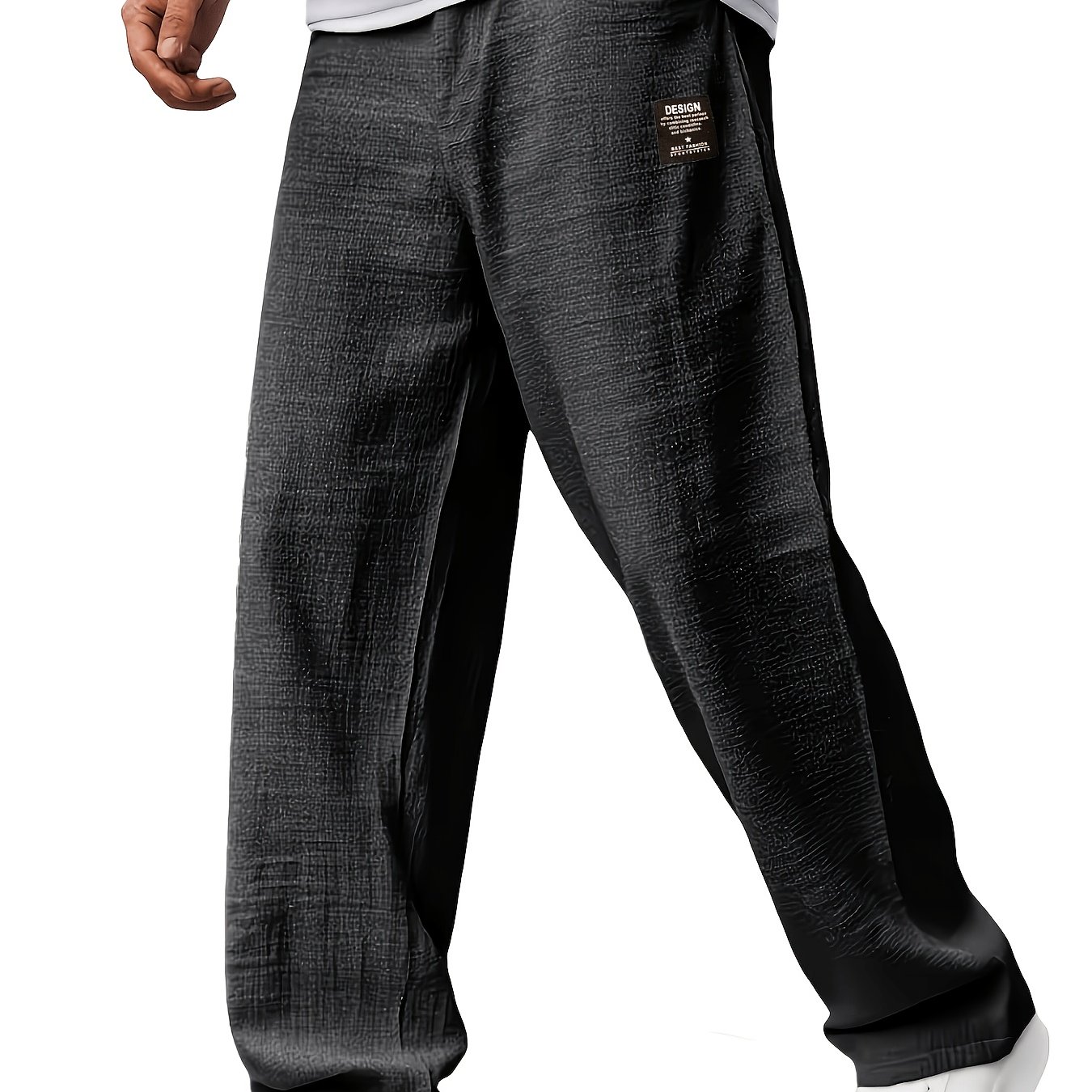 TEMU Men's Outdoor Long Pants, Elastic Drawstring Waist Non-stretch Casual Trousers, Lightweight Quick-dry, Durable Fabric, Loose Breathable Long
