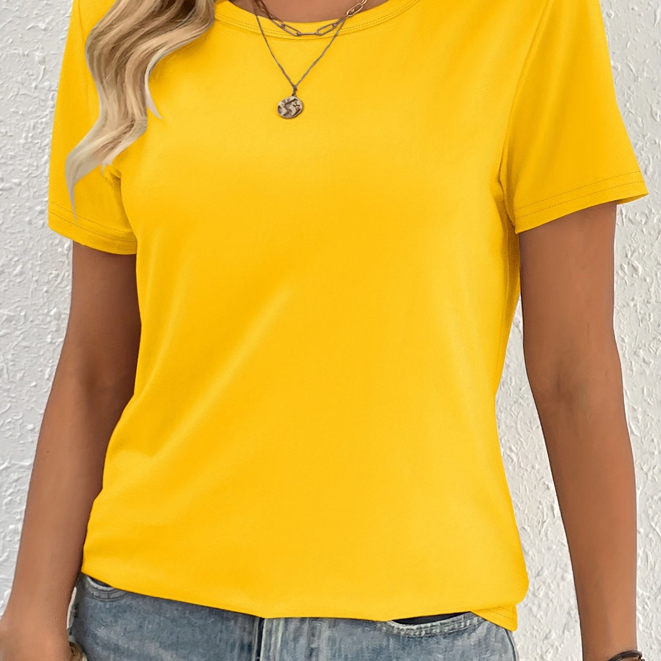 TEMU Summer Easy And Versatile T-shirt, Casual Round Neck Short Sleeve T-shirt, Women's Clothing