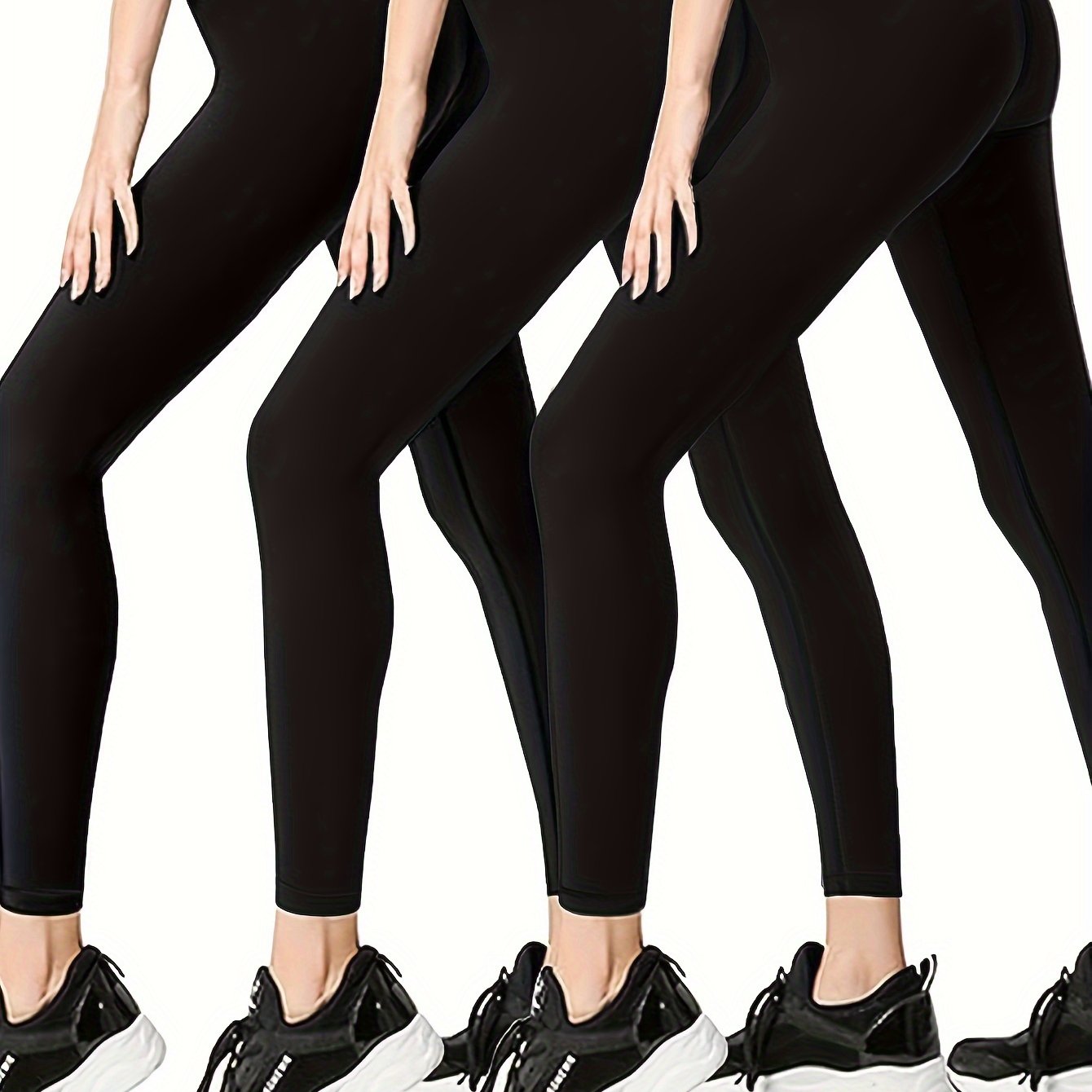 Plus Size Sports Leggings, Women's Plus Floral Print High Rise High Stretch  Fitness Leggings