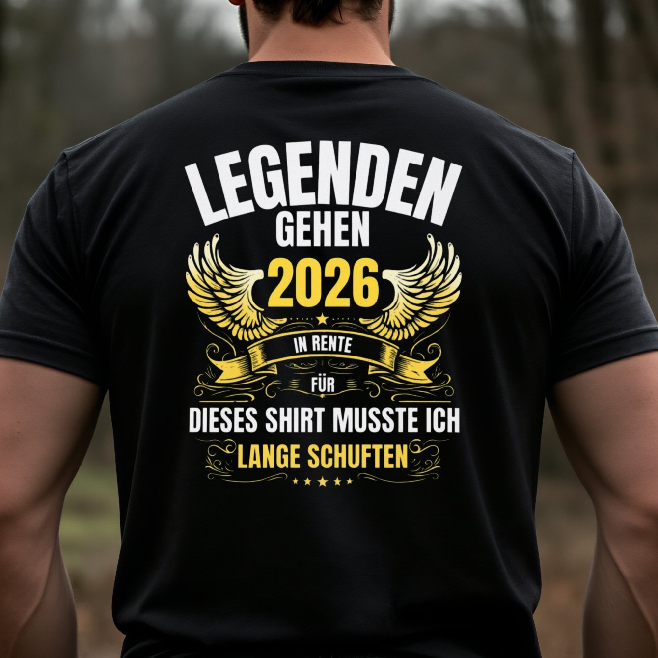 Image of Men's T-shirt Legend Retires In 2026 German Text Design For Casual Attire And Retirement Celebration Gift For Him Back Print, Plus Size