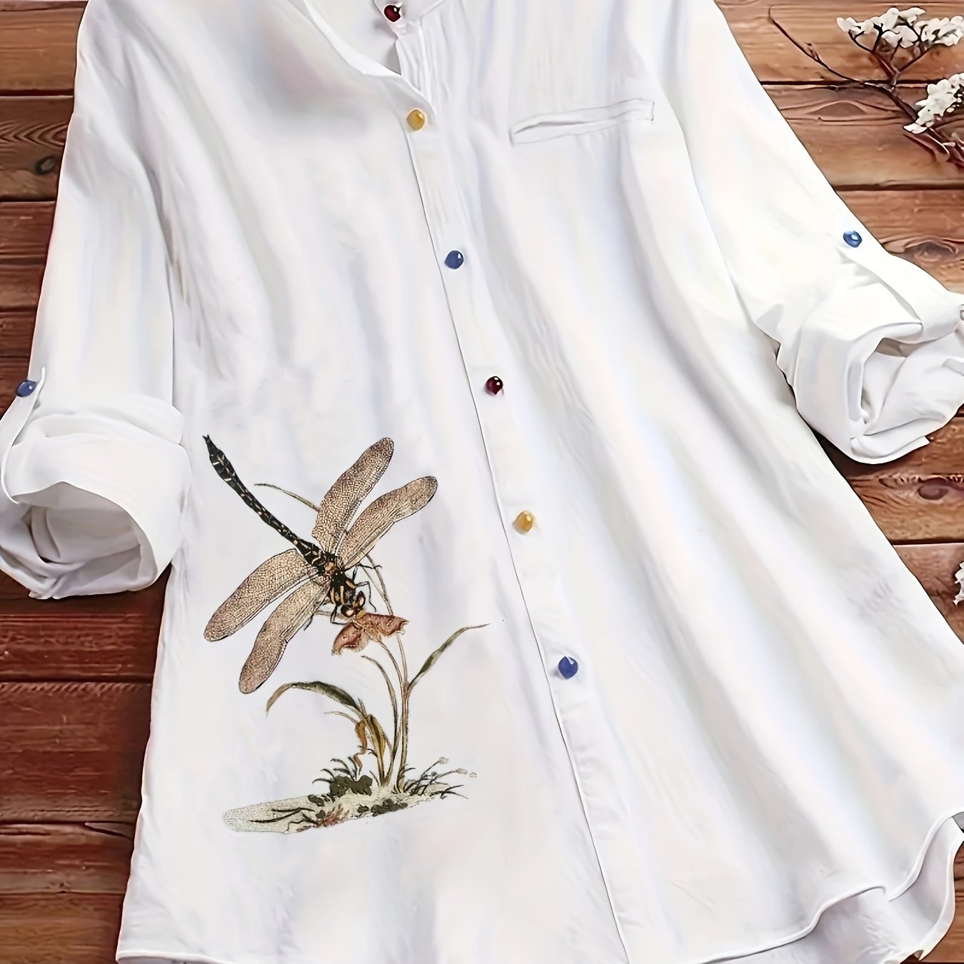 Image of Plus Size - Plus Size - Spring/autumn Long Sleeve Women's Shirt, Women's Loose Animal Print Commuter Versatile Top