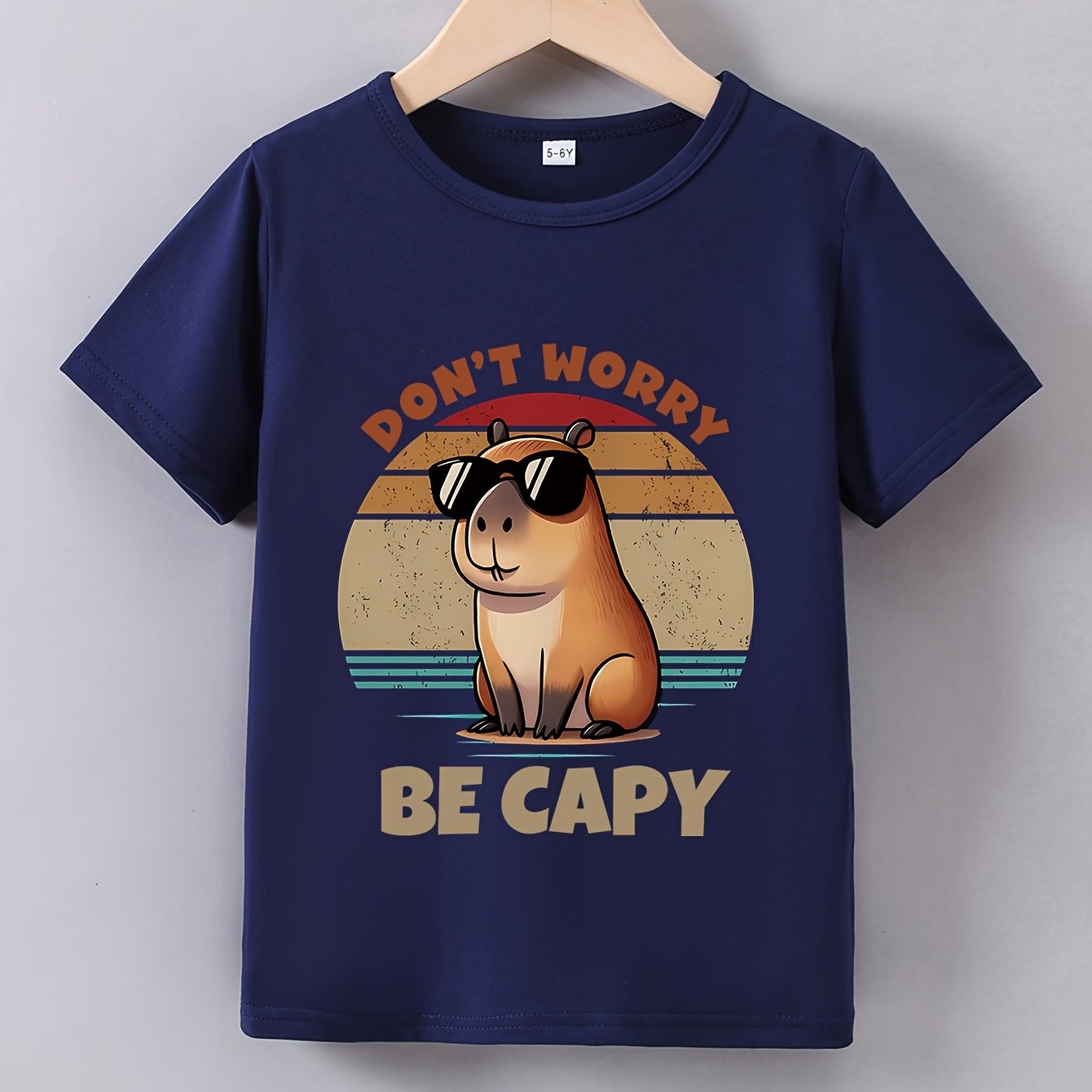Boys' Summer Short Sleeve "fear Of A Card Capybara" Print T-shirt