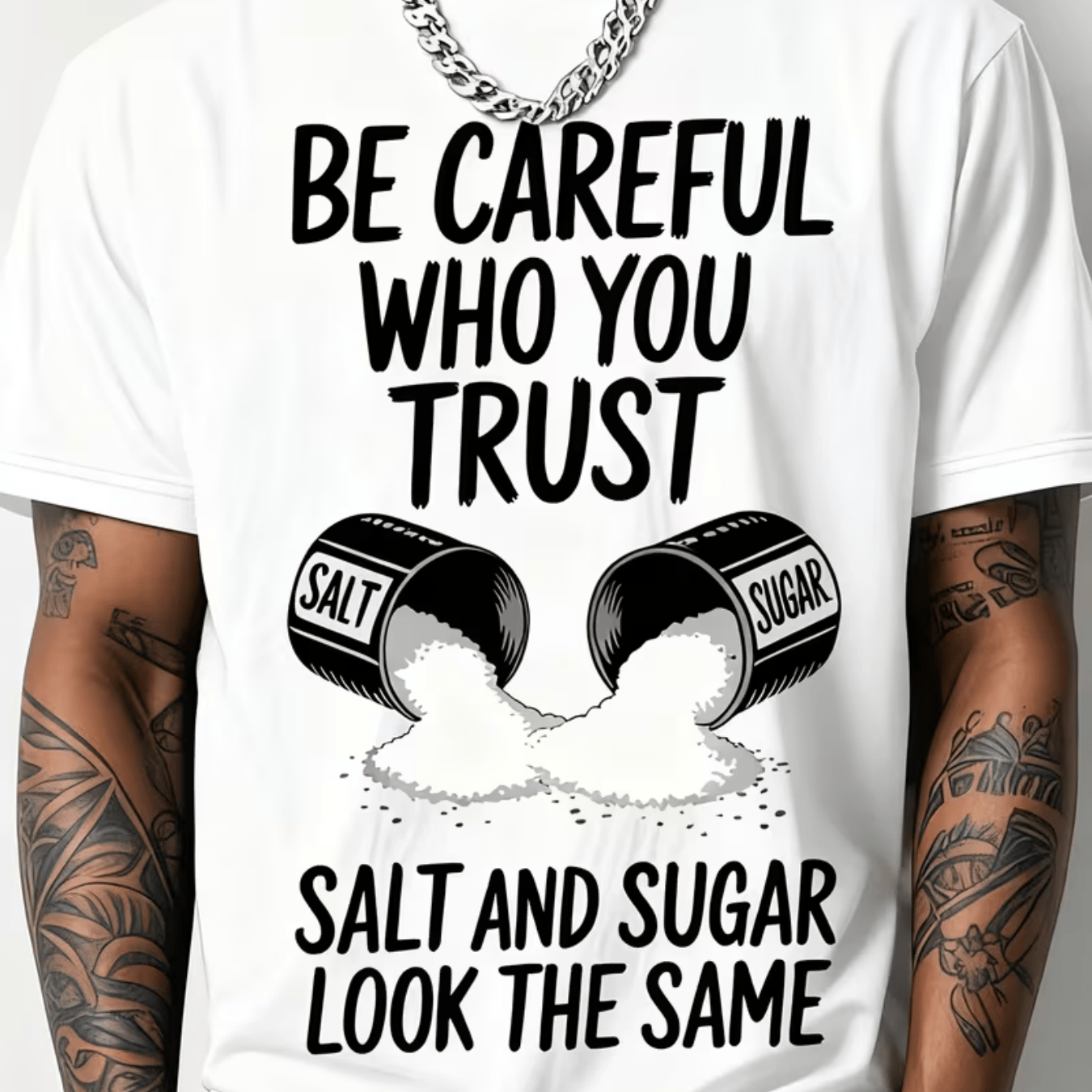 TEMU Men's 'be Careful Who You ' Graphic T-shirt - Casual Streetwear Style, Soft And Breathable, Print Design, Round Neck, Fashionable Relaxed Fit