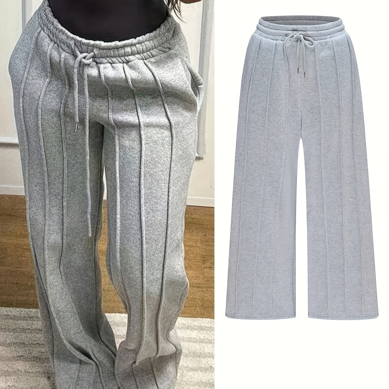 E-shop SQ2601040133 Europäische und amerikanische Damen Freizeithose, locker geschnittene Hose, dreidimensionale gestreifte Jogginghose, geeignet für